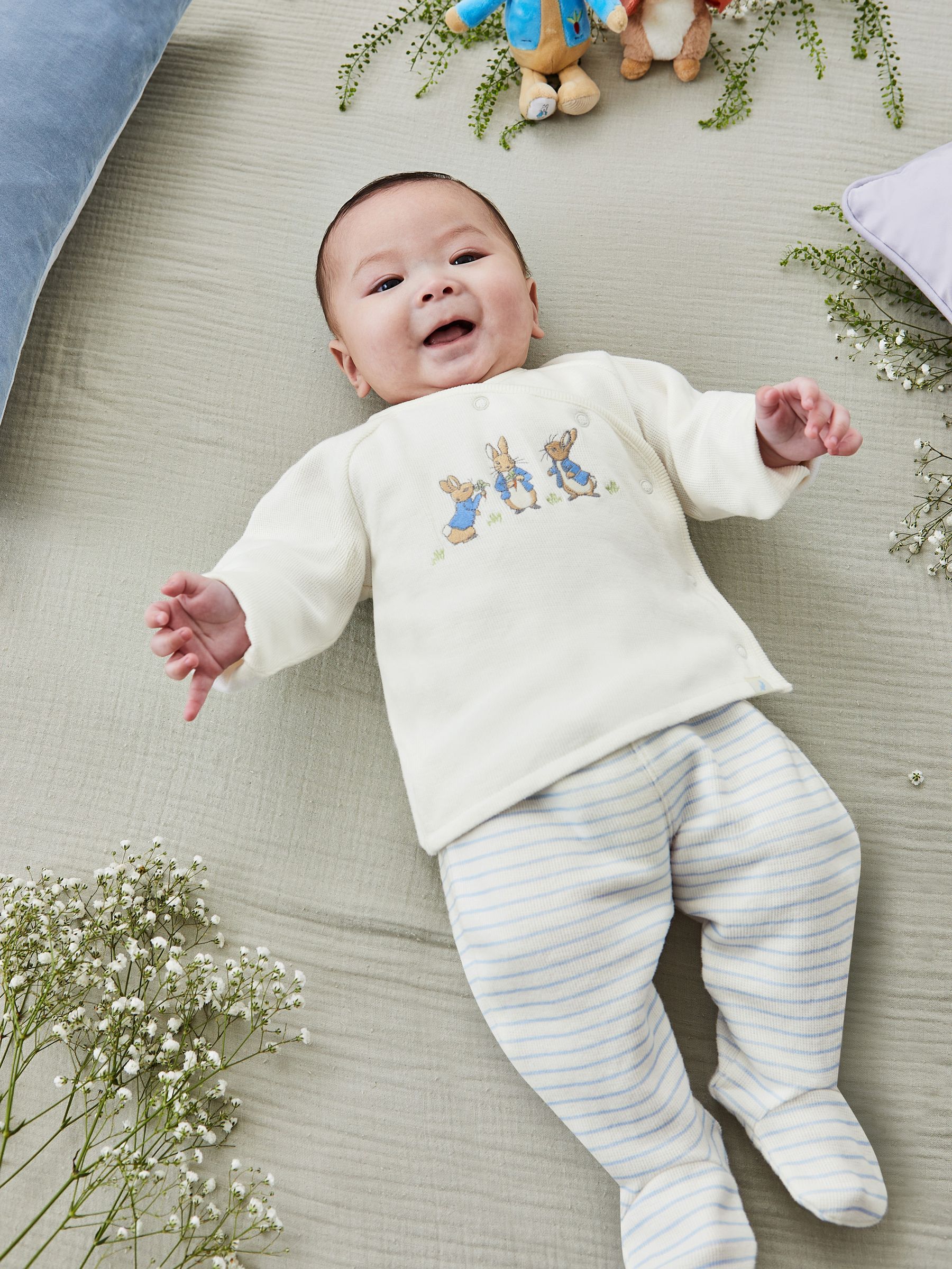 Blue Peter Rabbit Appliqué Wrap Top & Cosy Trousers Baby Set - Image 1 of 8