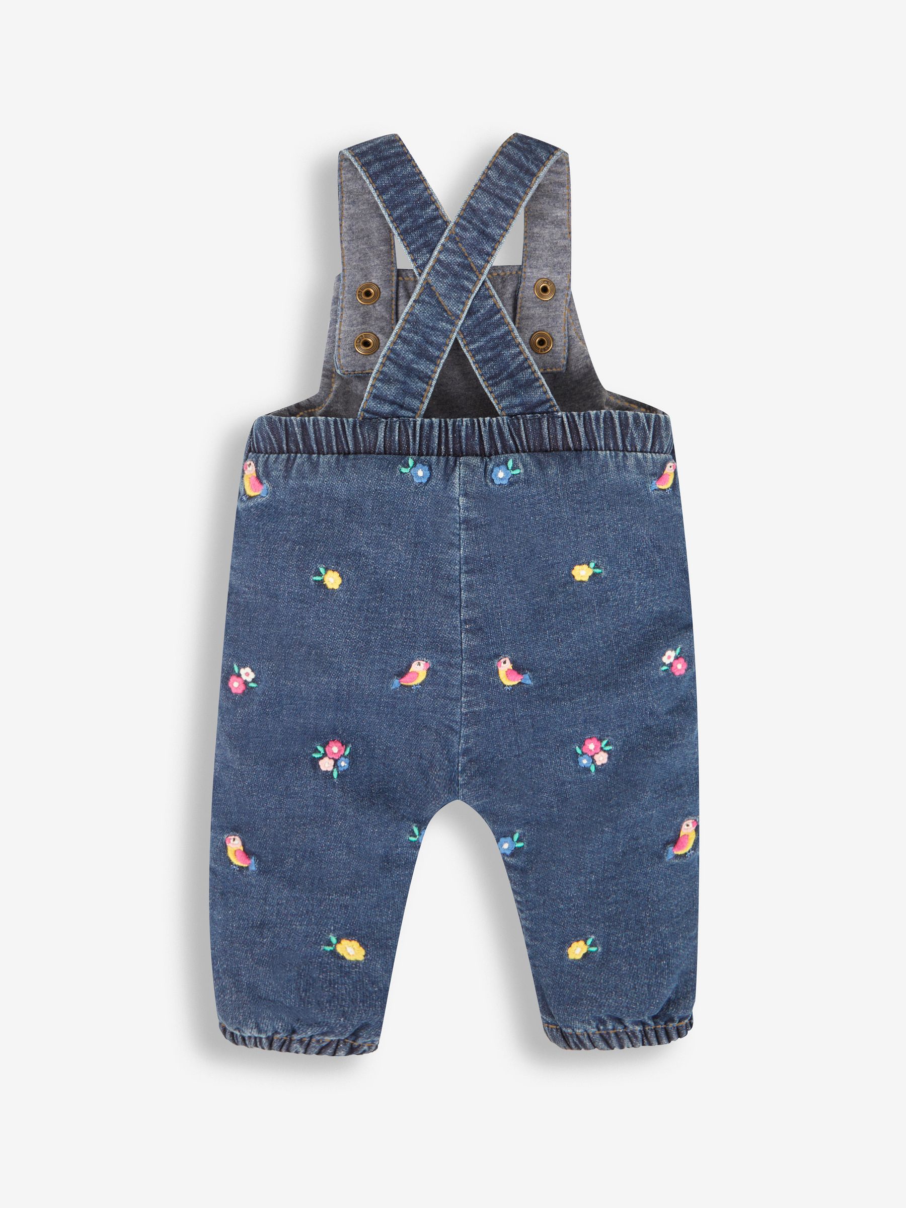 Bird & Flower Embroidered Dungarees in Chambray - Image 2 of 3