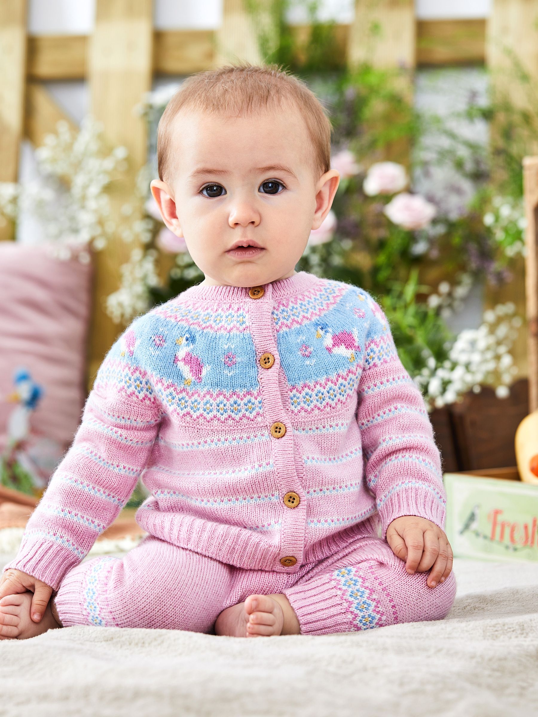 Pink Baby Peter Rabbit Fair Isle Pattern Knit Set - Image 1 of 9