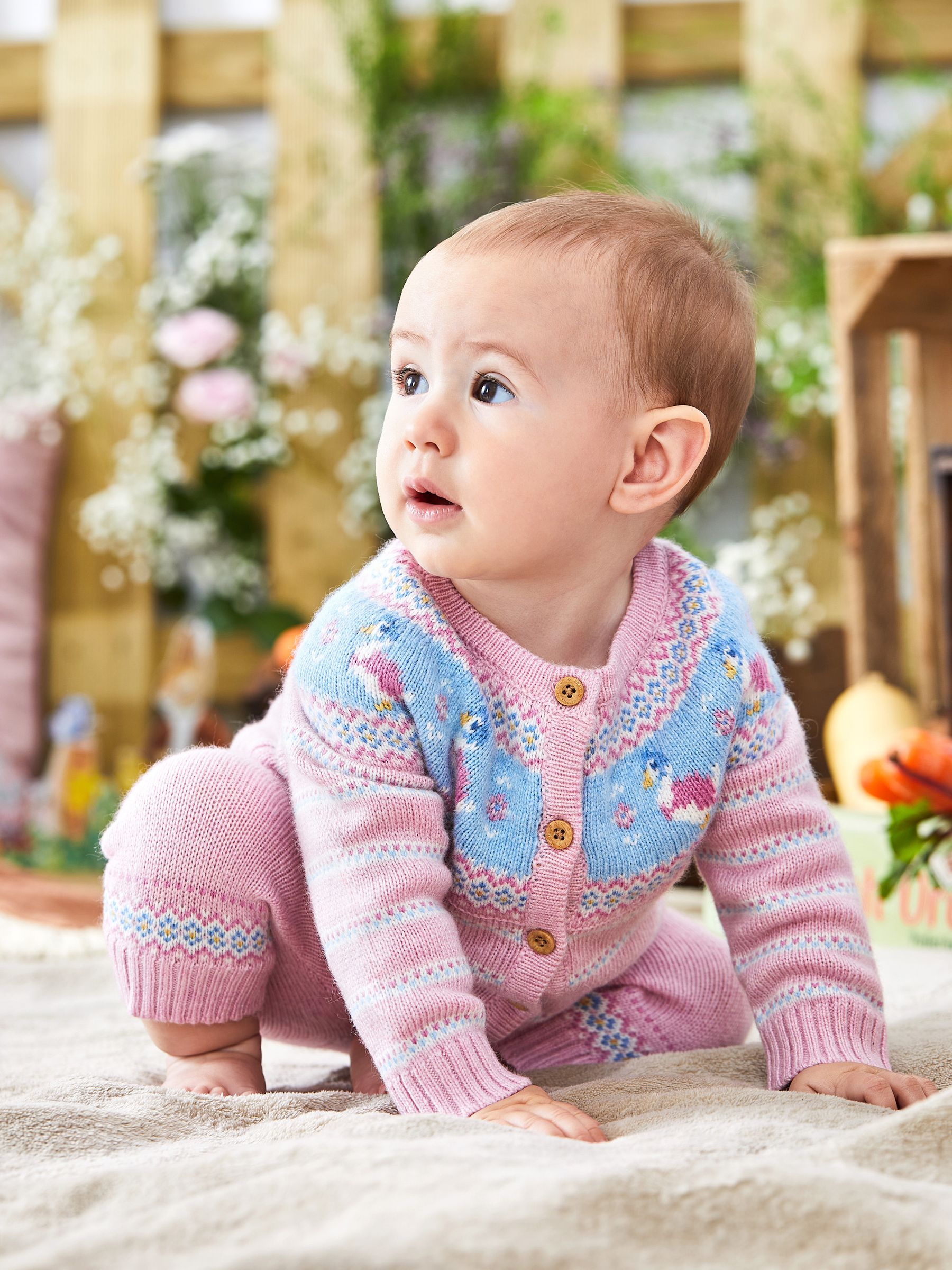 Pink Baby Peter Rabbit Fair Isle Pattern Knit Set - Image 3 of 9