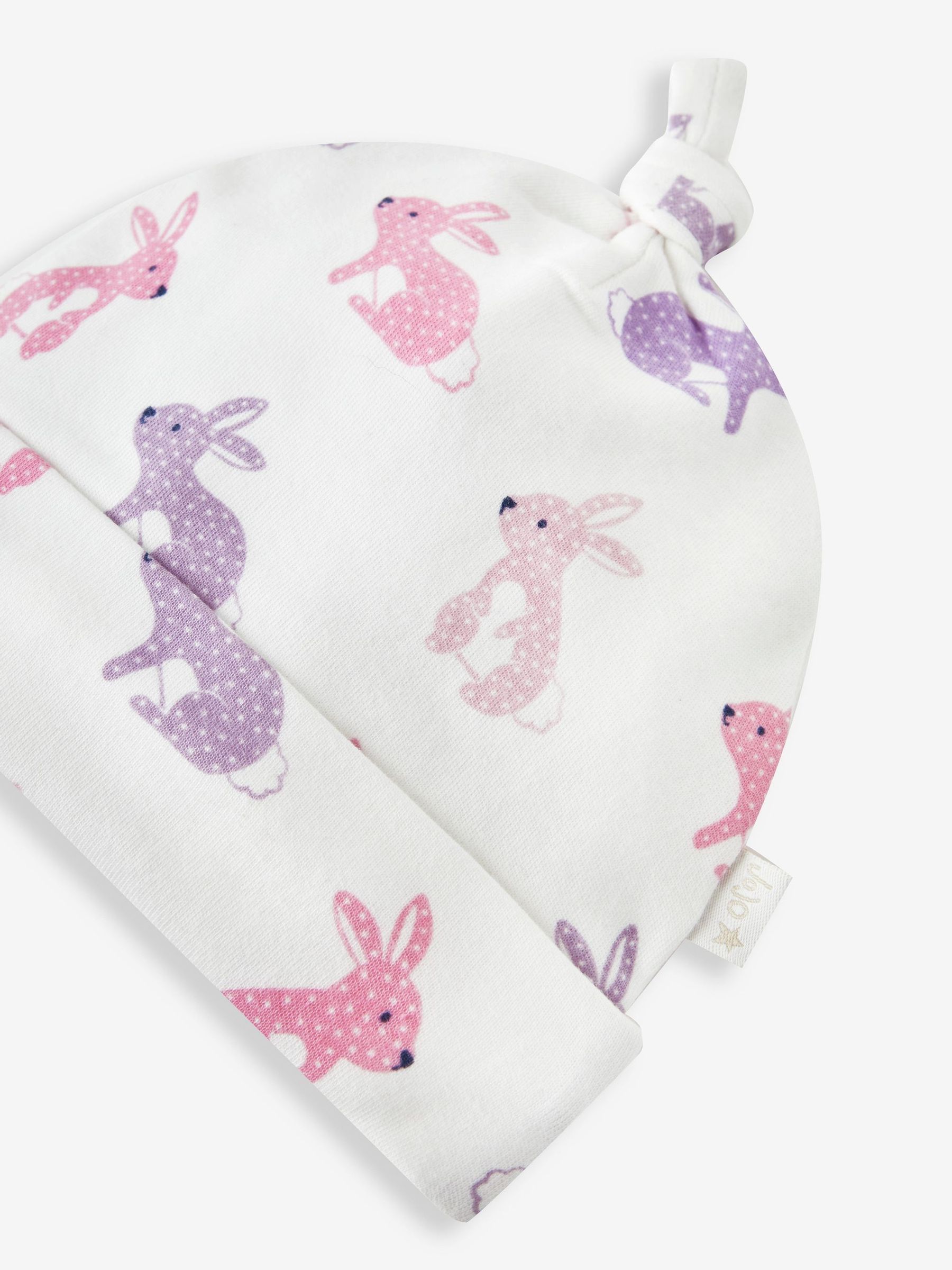 Bunny Print Baby Hat in Cream - Image 2 of 2