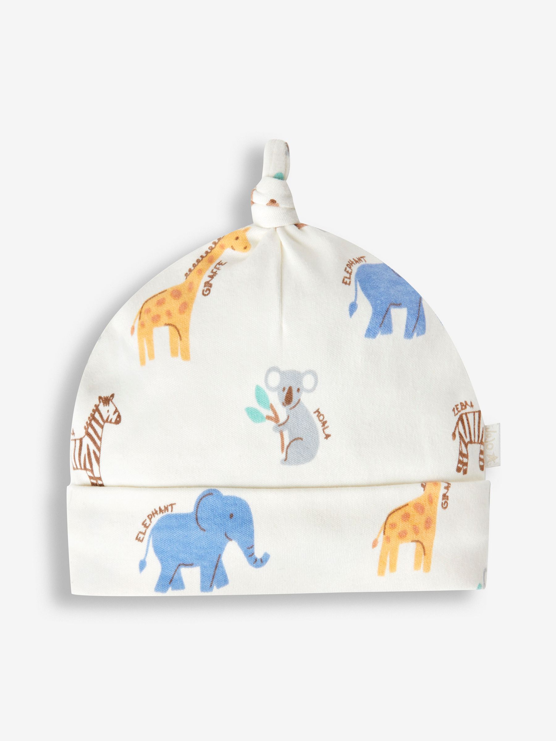 Cream Safari Print Cotton Baby Hat - Image 1 of 2