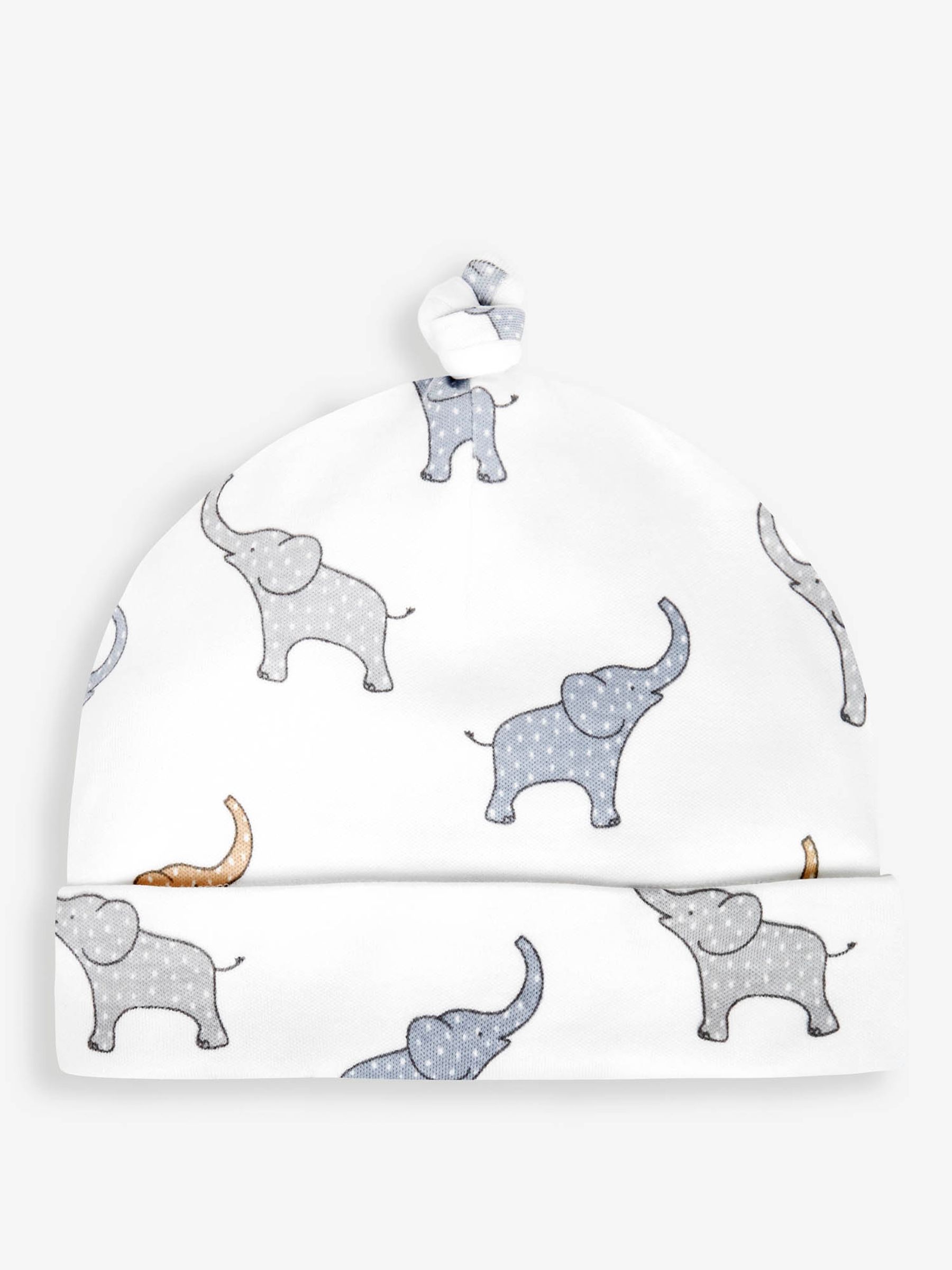 White Elephant Print Cotton Baby Hat - Image 1 of 2