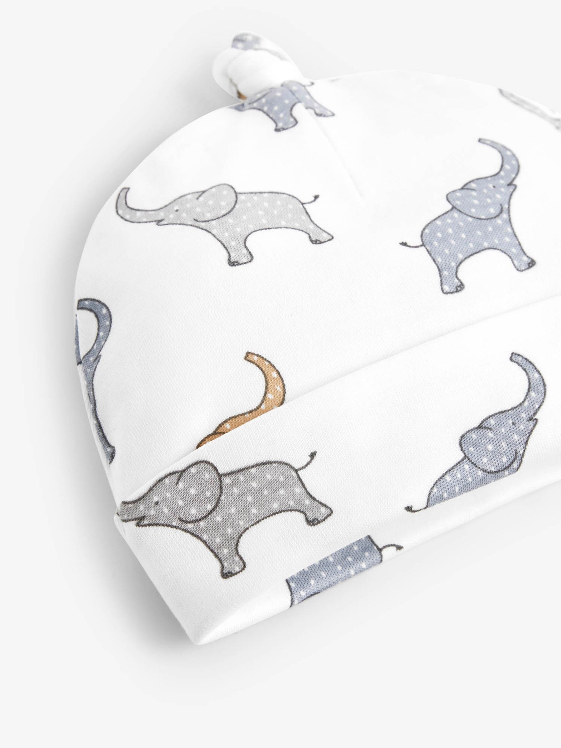White Elephant Print Cotton Baby Hat - Image 2 of 2