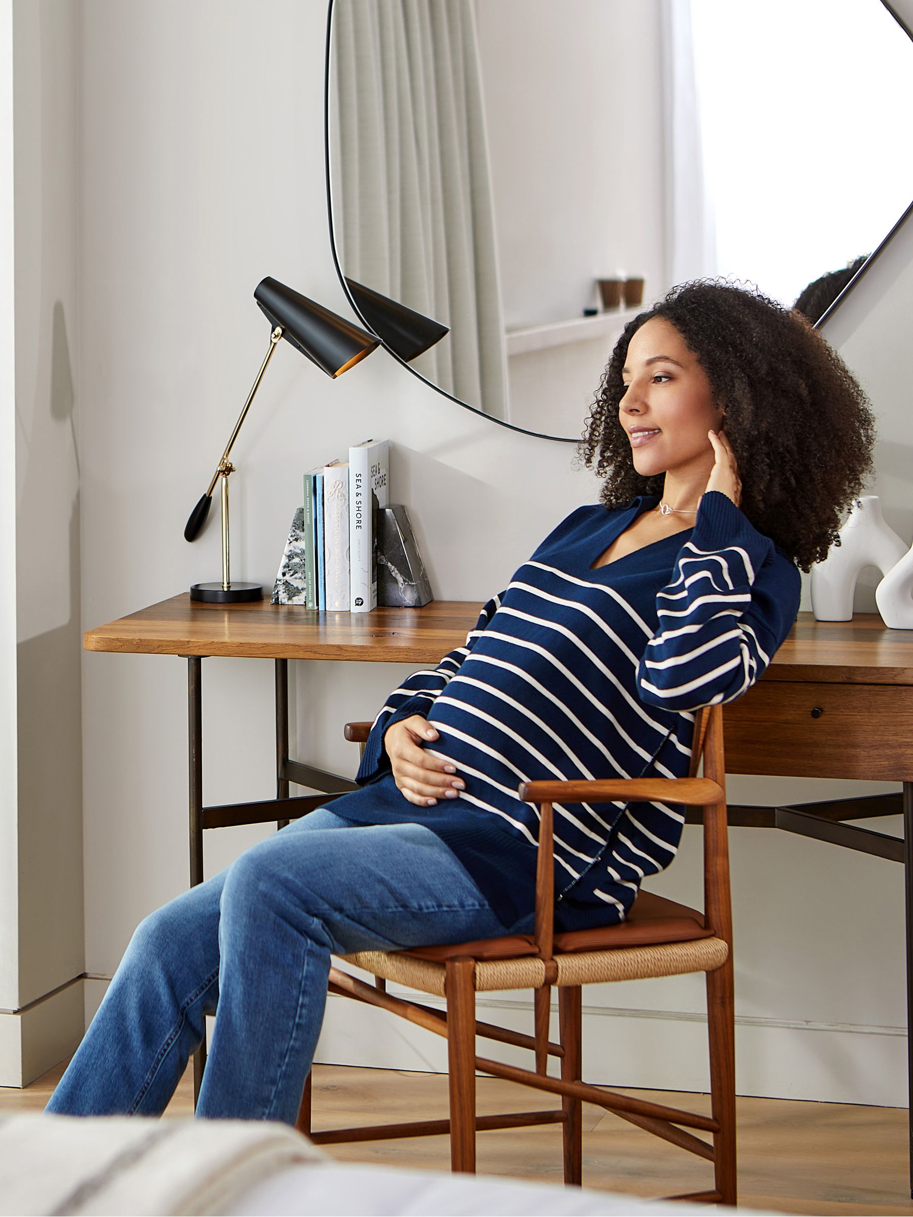 Navy Stripe Collared Maternity & Nursing Jumper - Image 4 of 4
