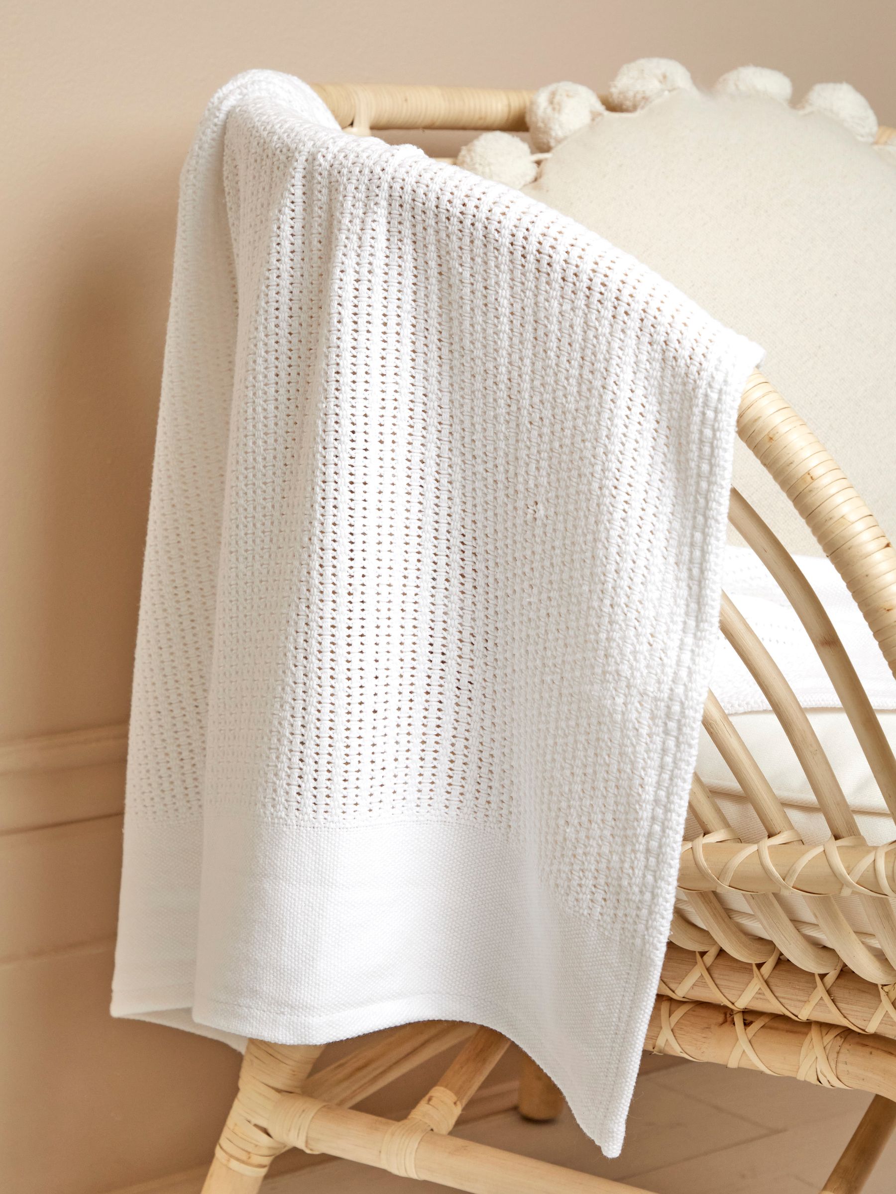 White Personalised Woven Cellular Blanket - Image 1 of 4