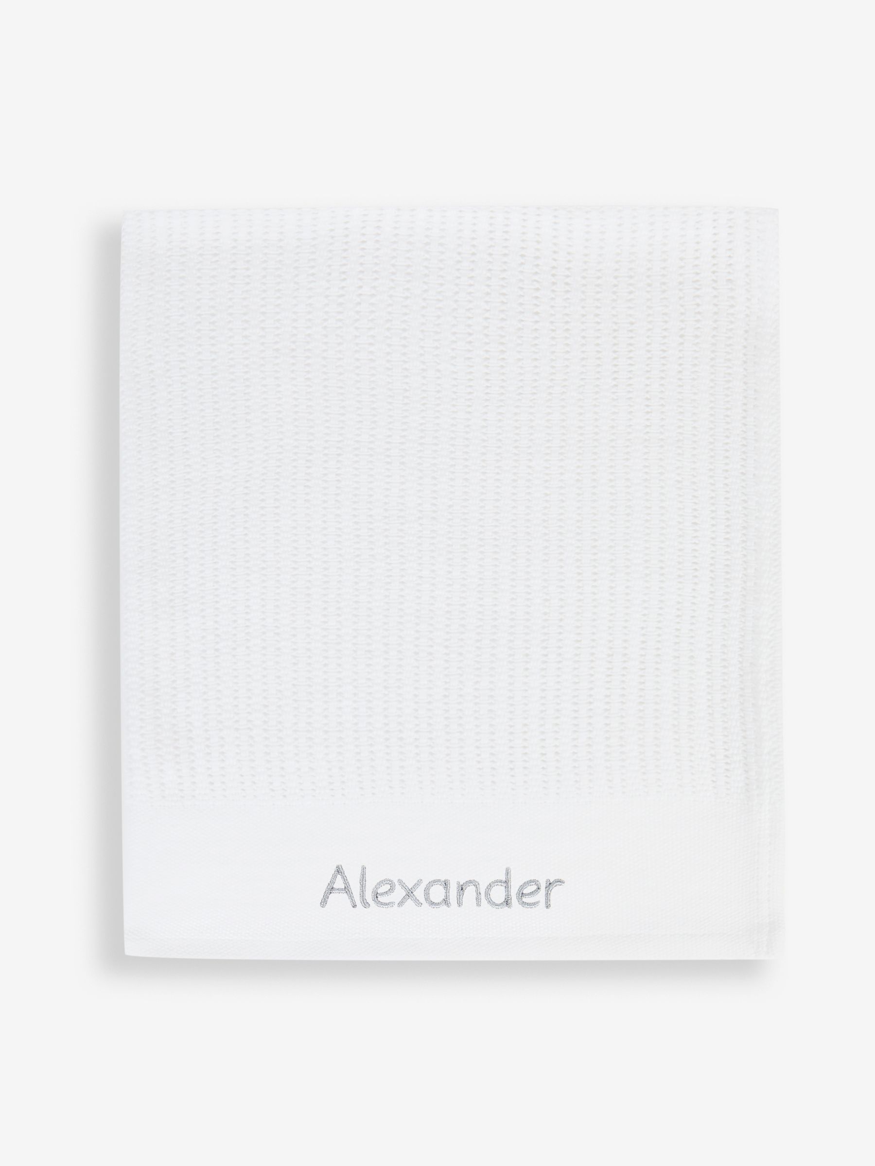 White Personalised Woven Cellular Blanket - Image 2 of 4