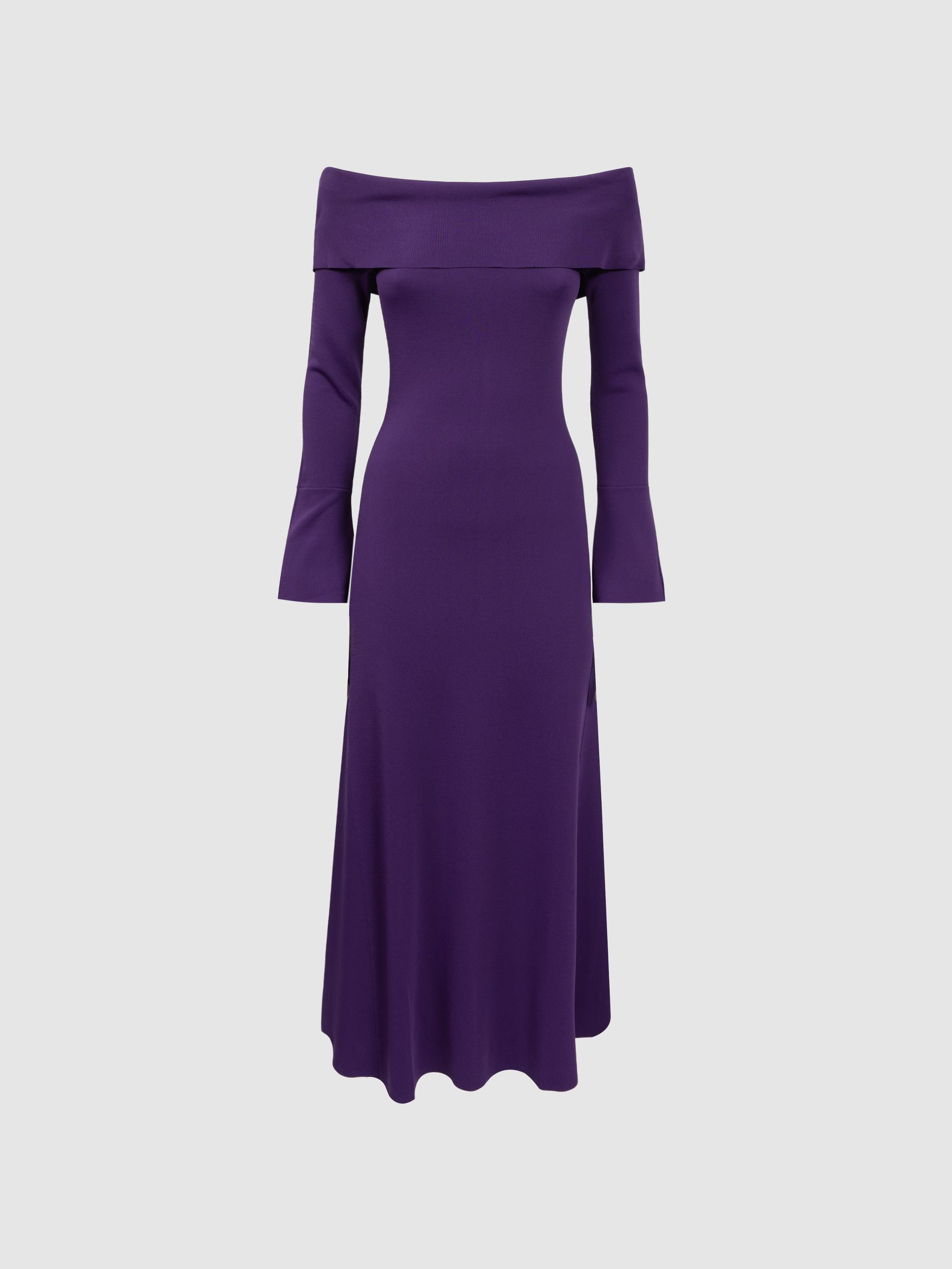 Florere Knitted Strapless Maxi Dress in Dark Purple - Image 2 of 6