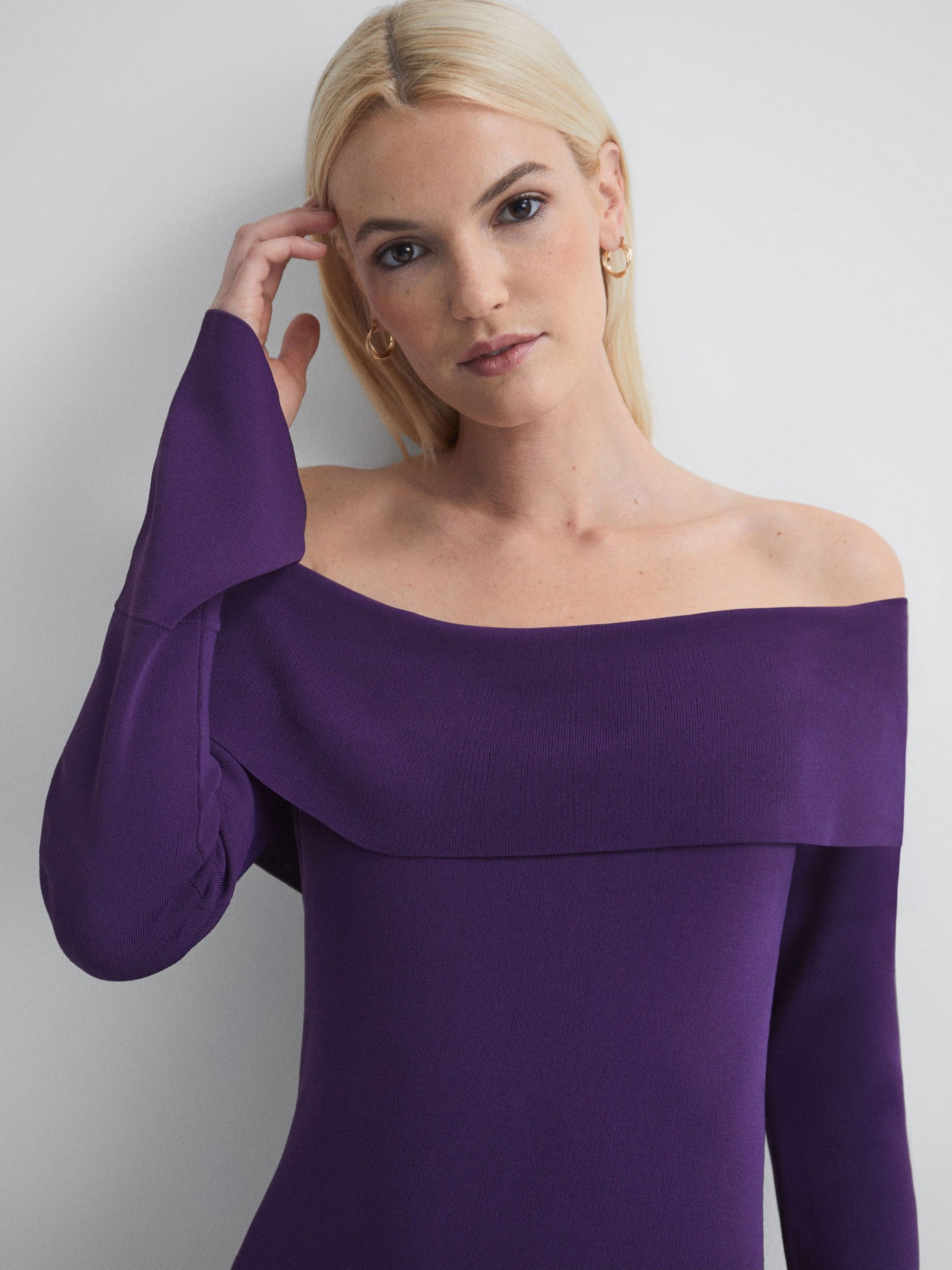 Florere Knitted Strapless Maxi Dress in Dark Purple - Image 3 of 6