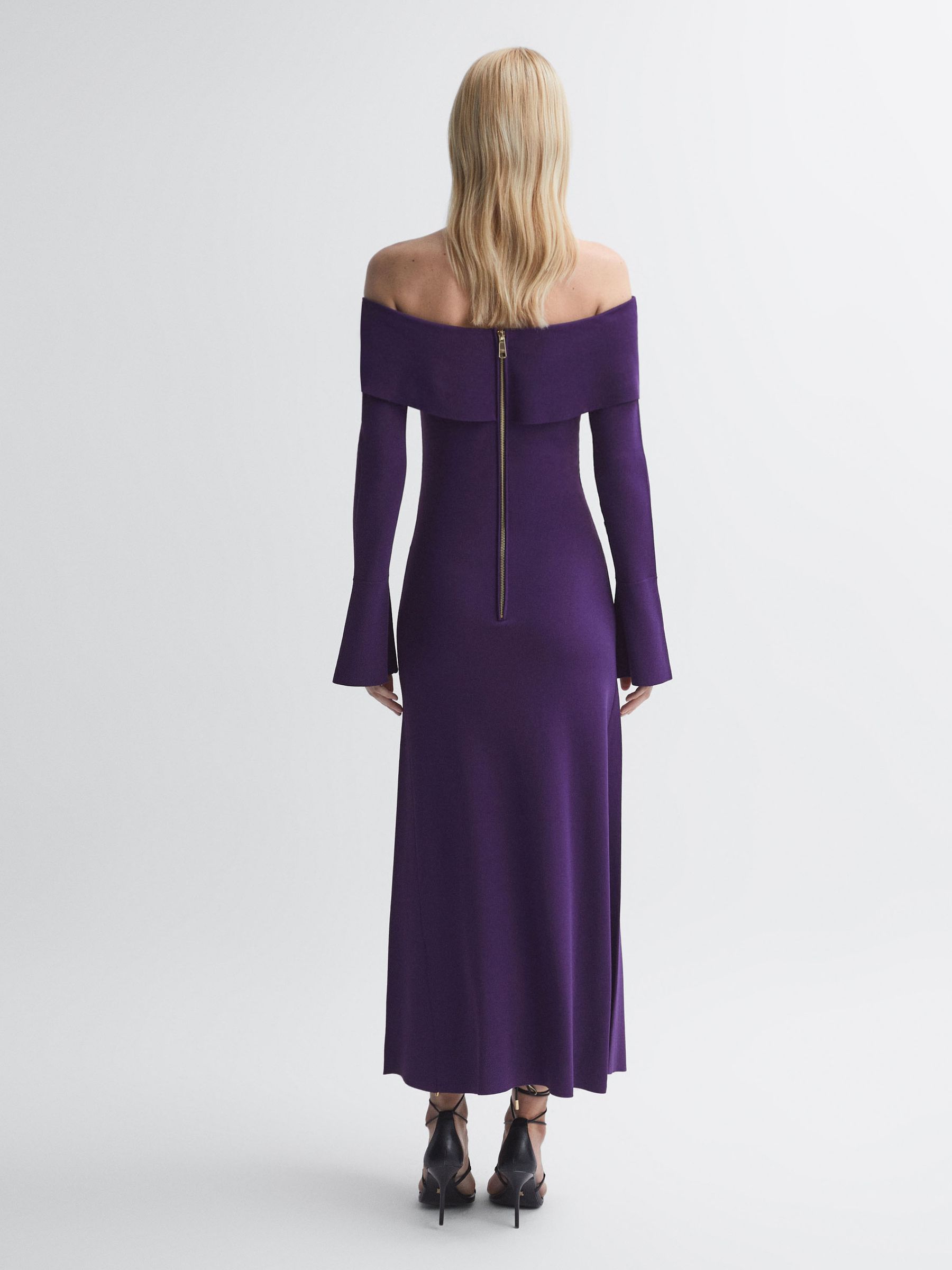 Florere Knitted Strapless Maxi Dress in Dark Purple - Image 4 of 6