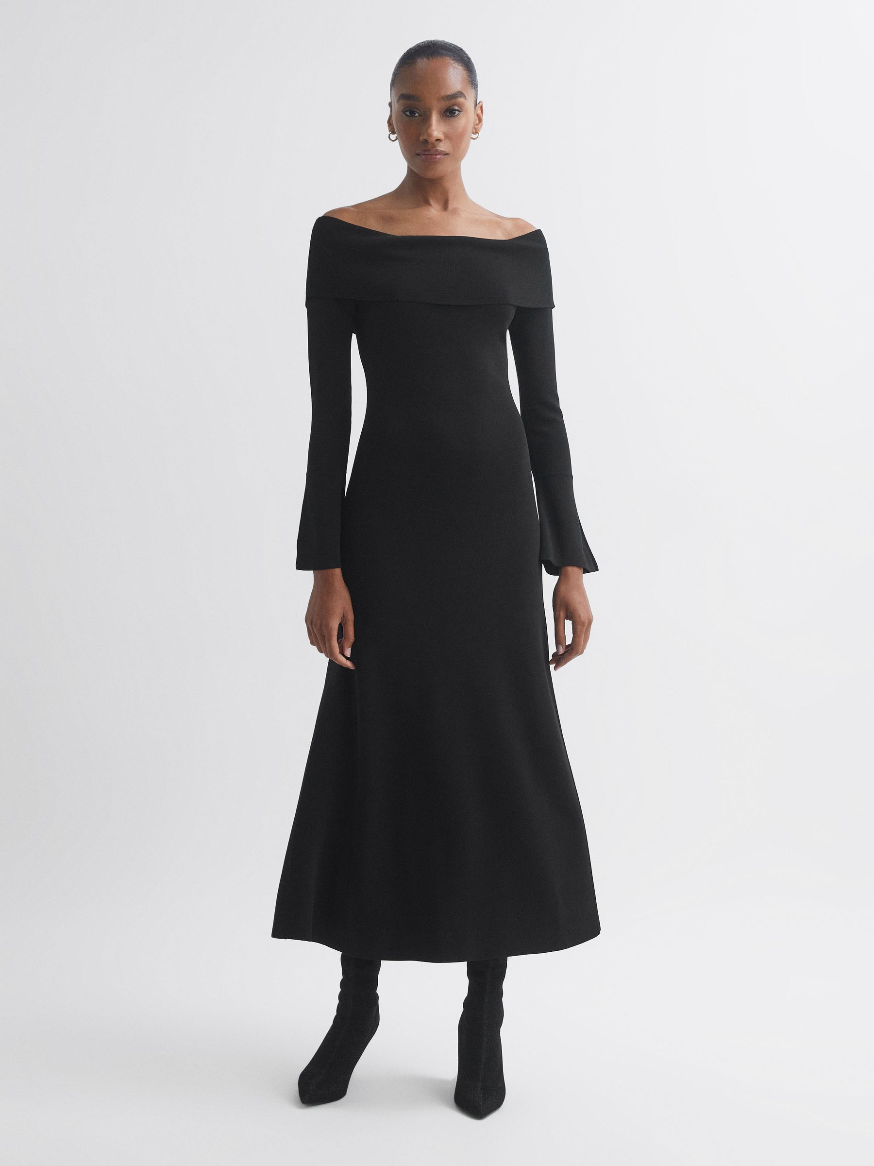 Florere Knitted Strapless Maxi Dress in Black - Image 1 of 5