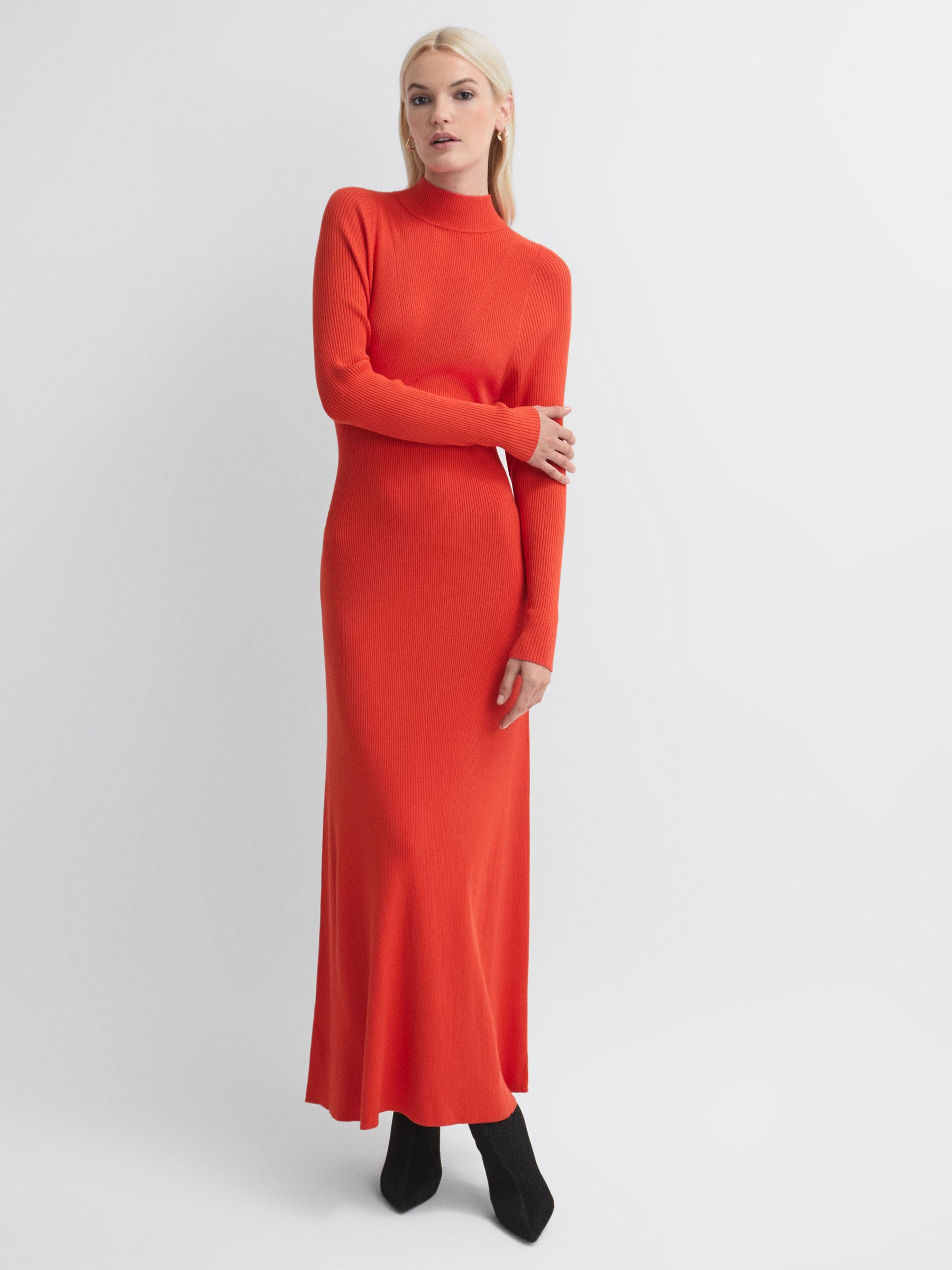 Florere Knitted Maxi Dress in Bright Orange - Image 3 of 7