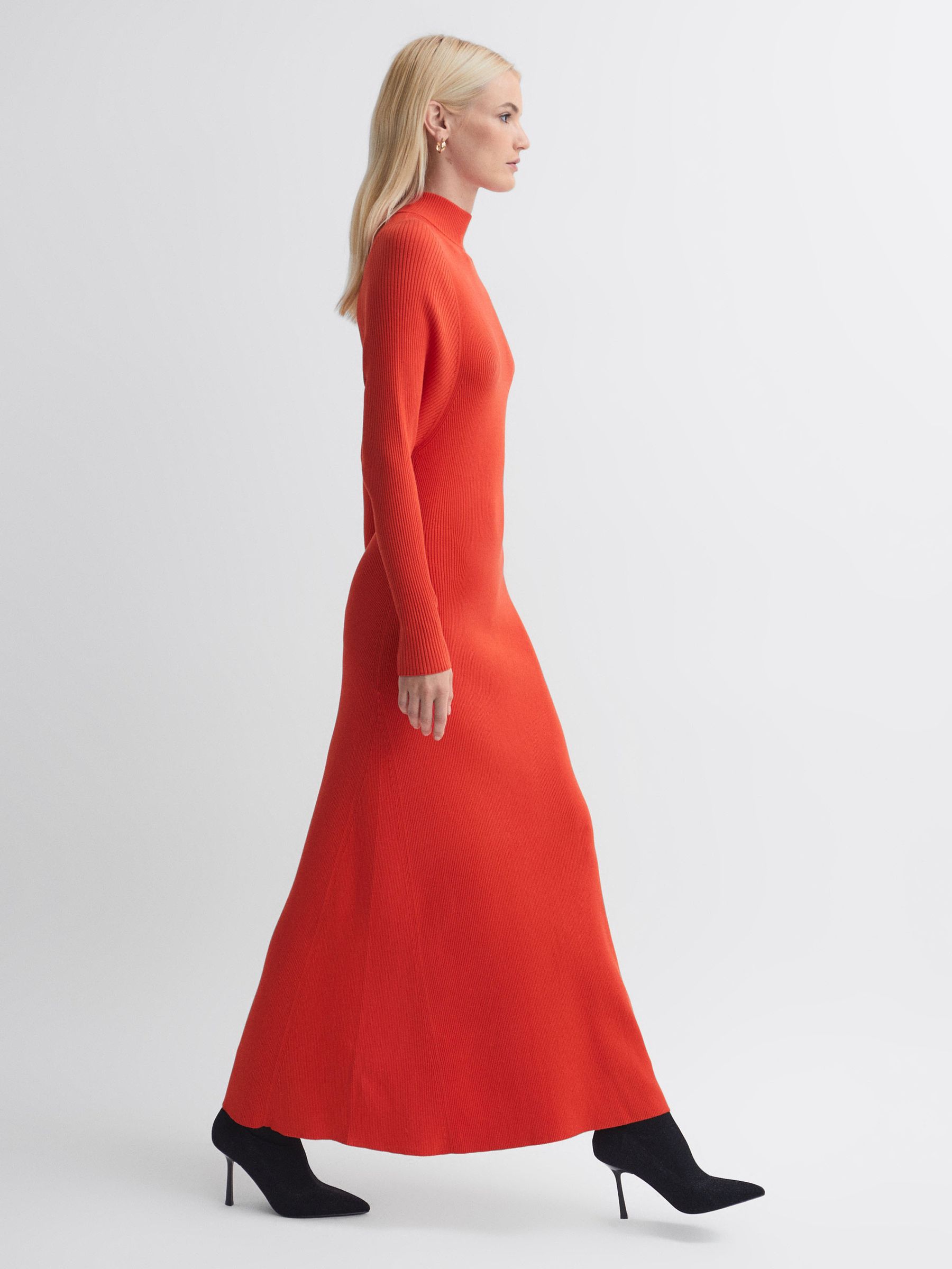 Florere Knitted Maxi Dress in Bright Orange - Image 4 of 7