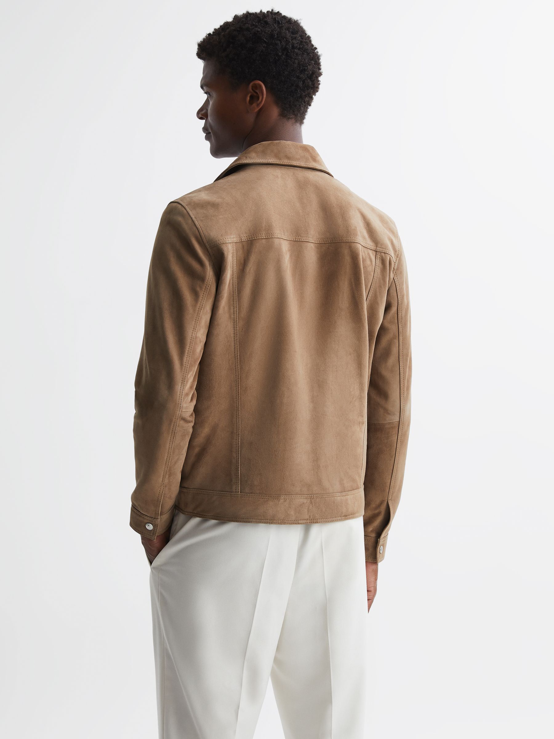 Suede Pocket Front Jacket in Taupe - Image 4 of 5