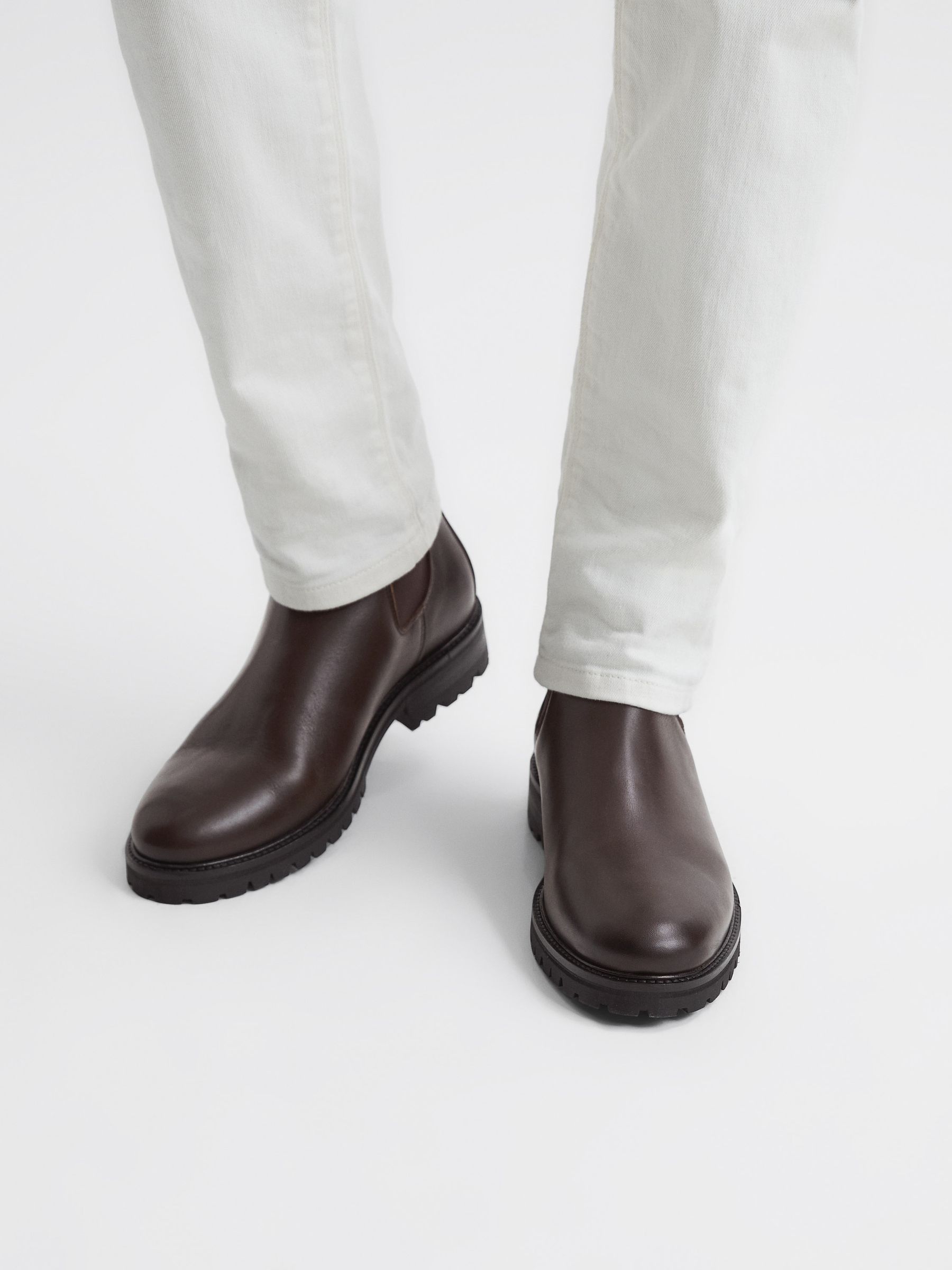 Leather Chelsea Boots in Chocolate - Image 1 of 6