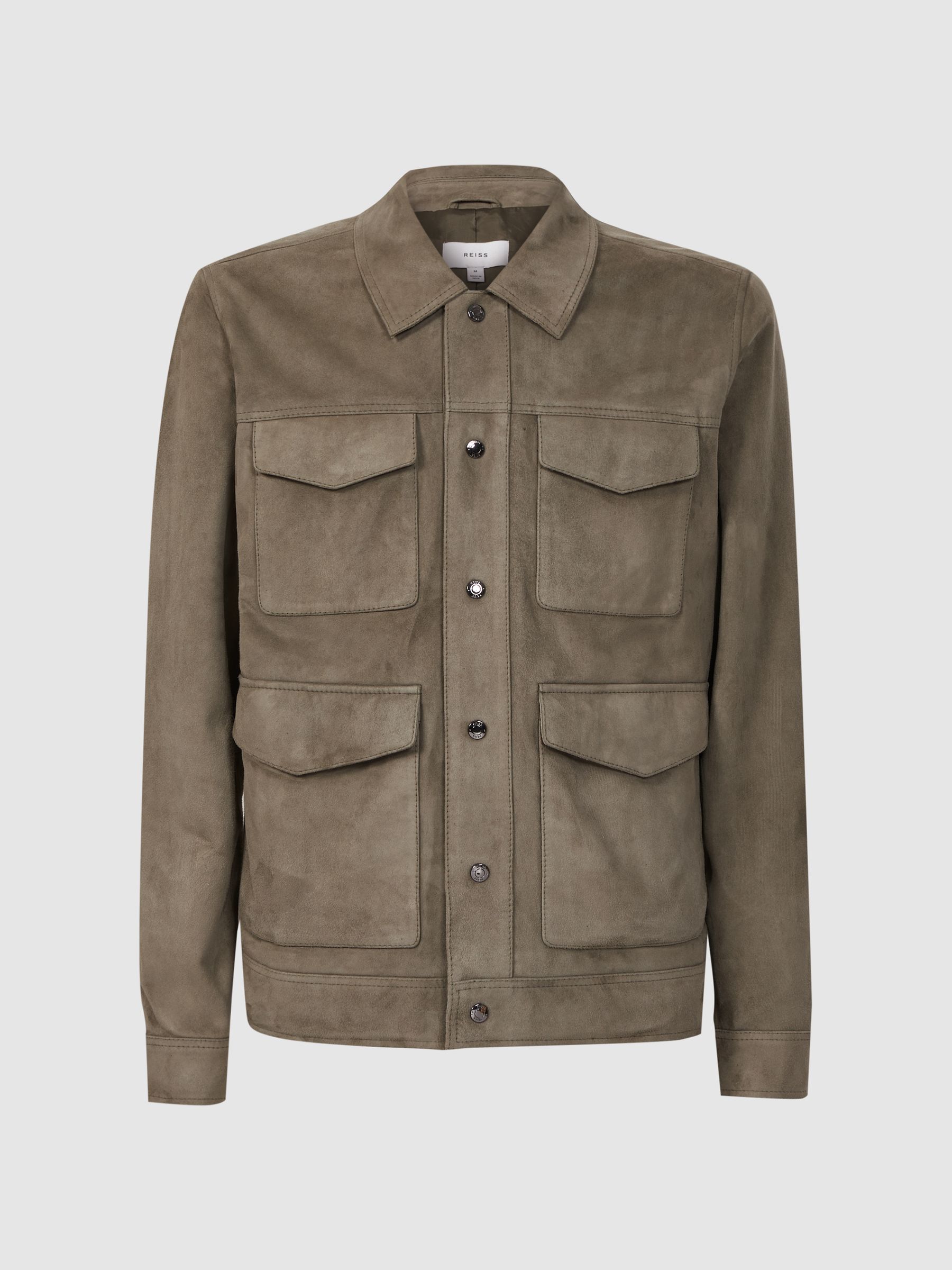 Suede Pocket Front Jacket in Sage - Image 2 of 5