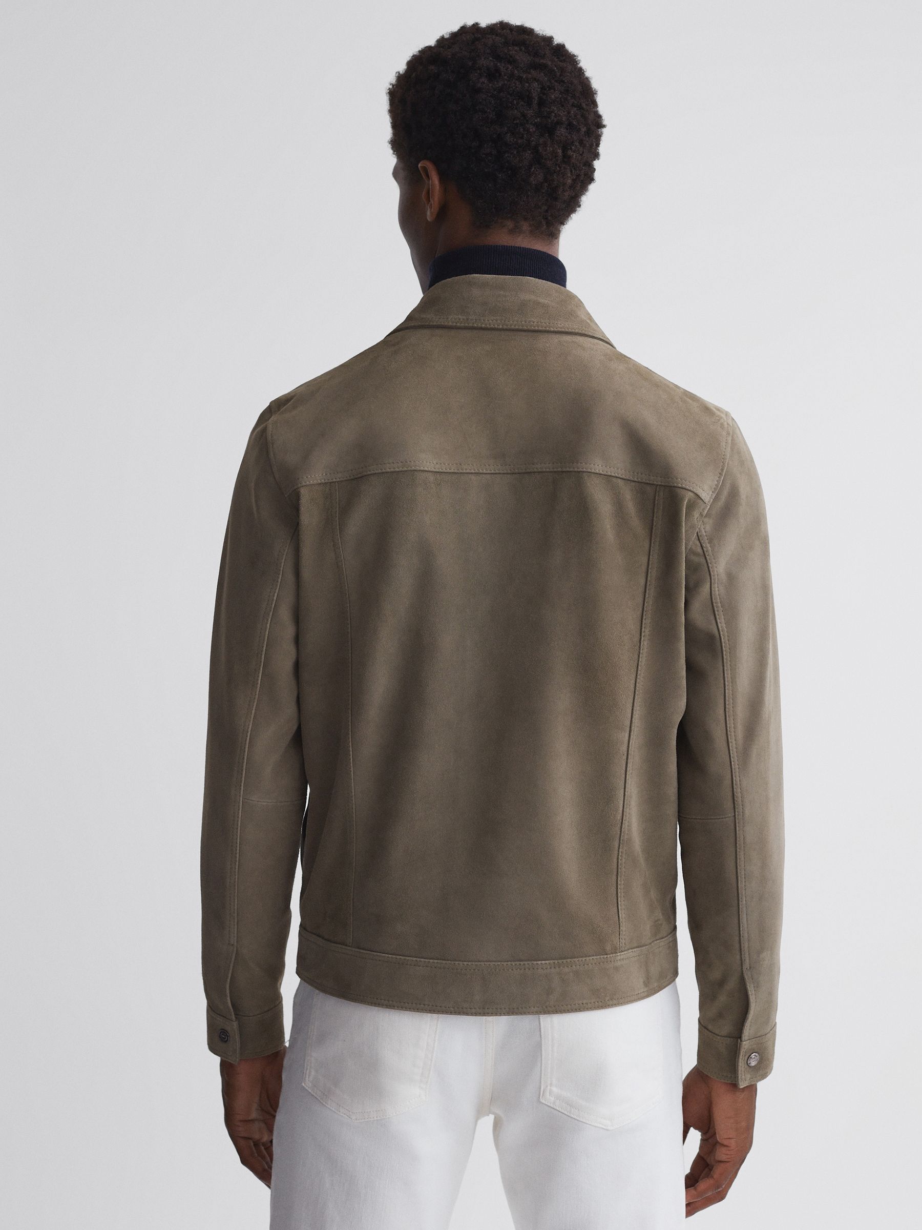 Suede Pocket Front Jacket in Sage - Image 5 of 5