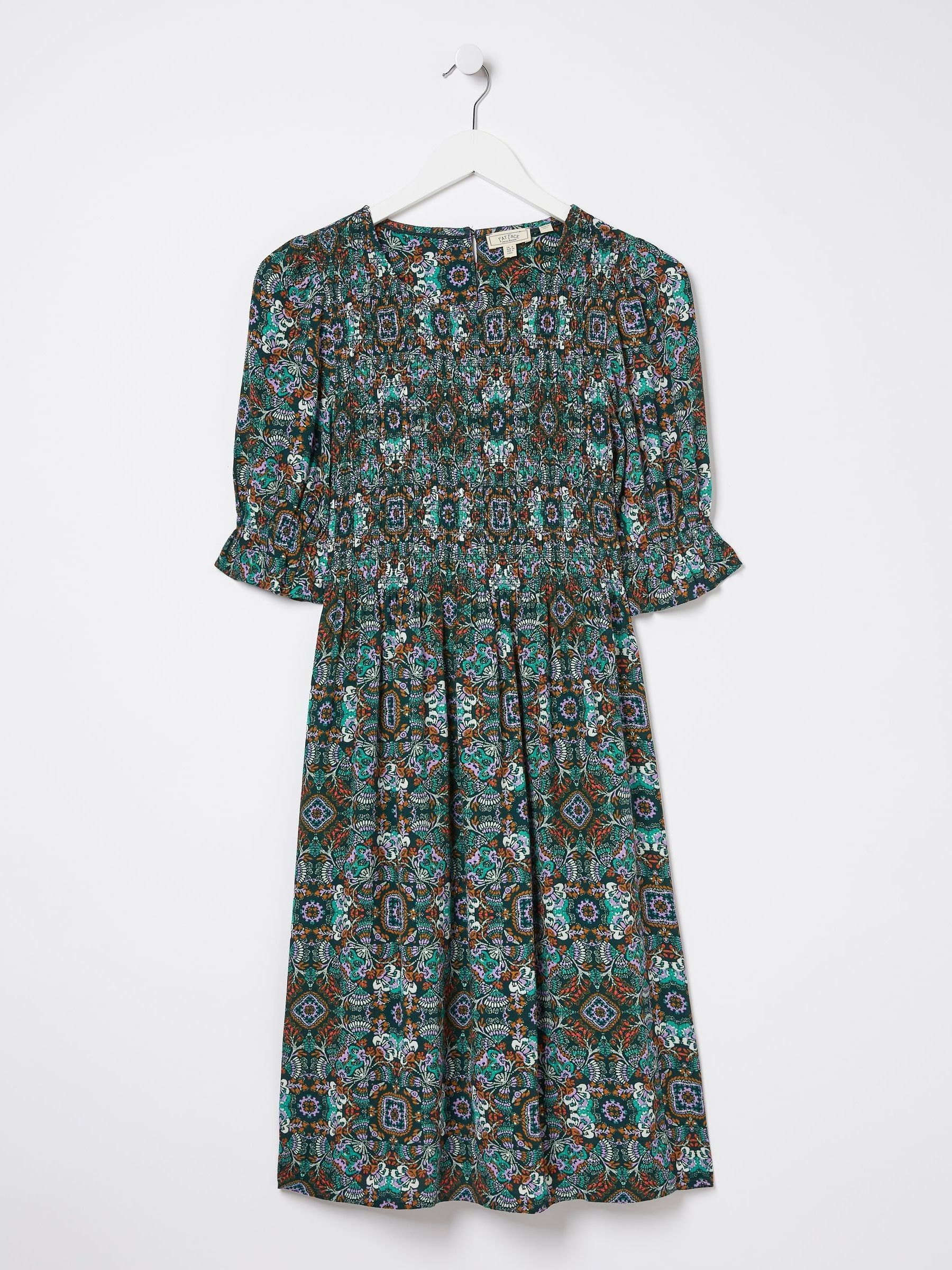 fat face green floral dress Pacey Mirrored sleeve_Sleeveless