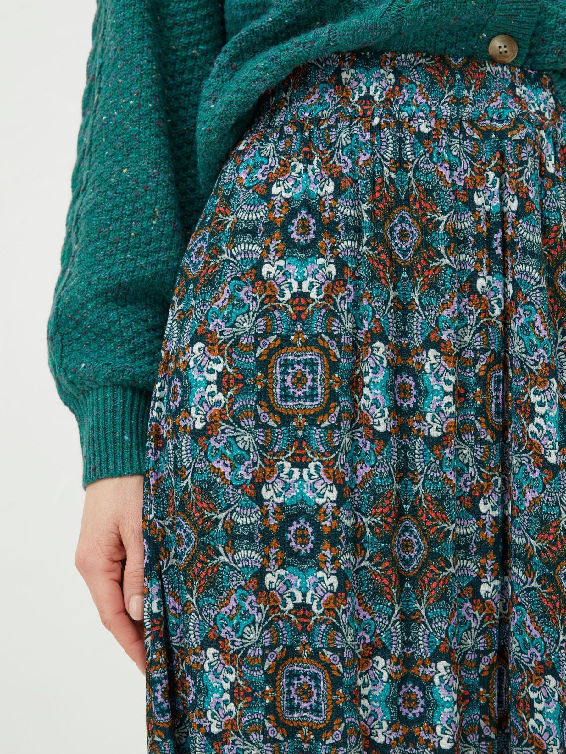 Green Millie Mirrored Floral Midi Skirt - Image 4 of 5