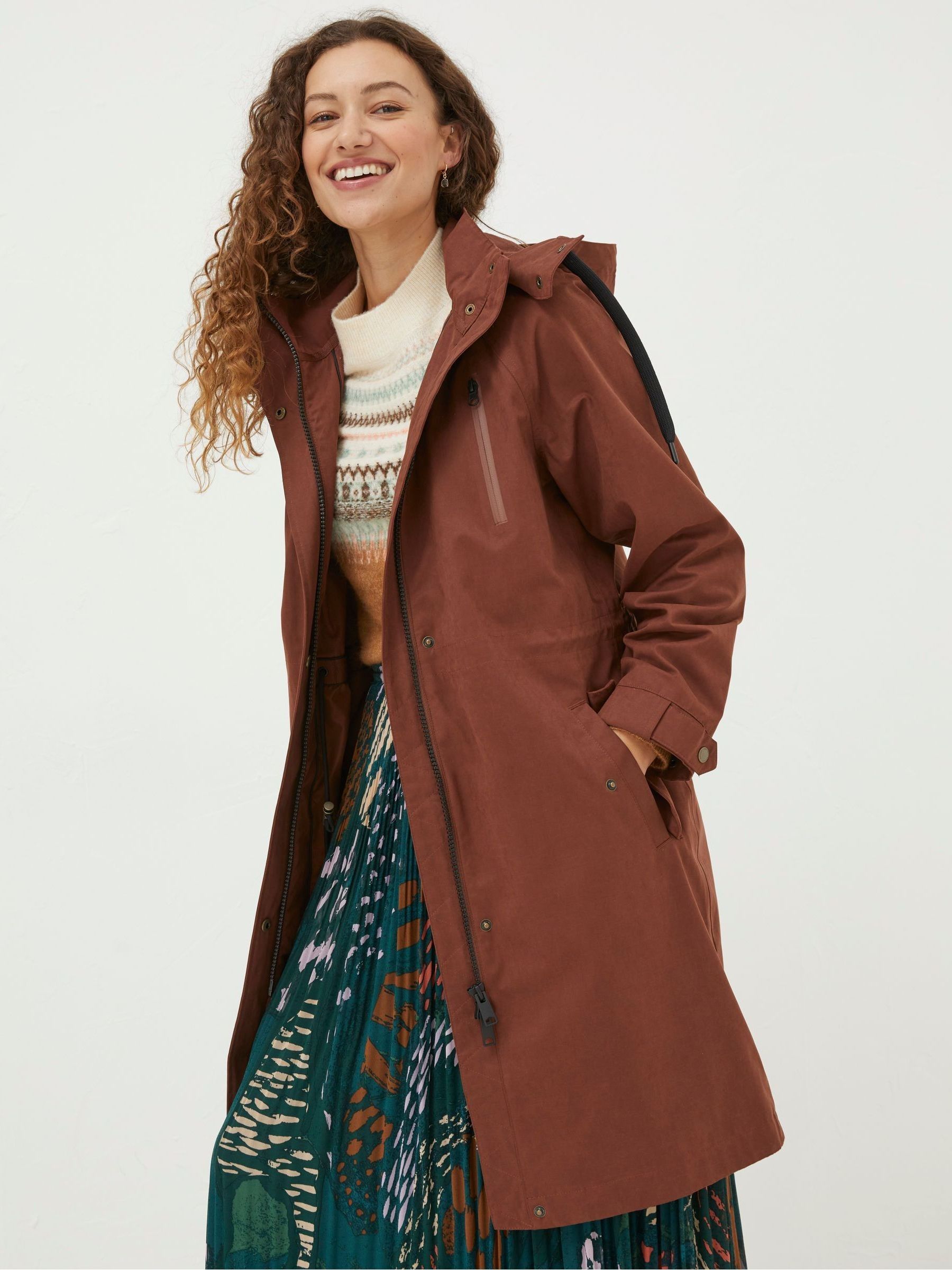 Brown Waterproof Longline Coat - Image 1 of 6