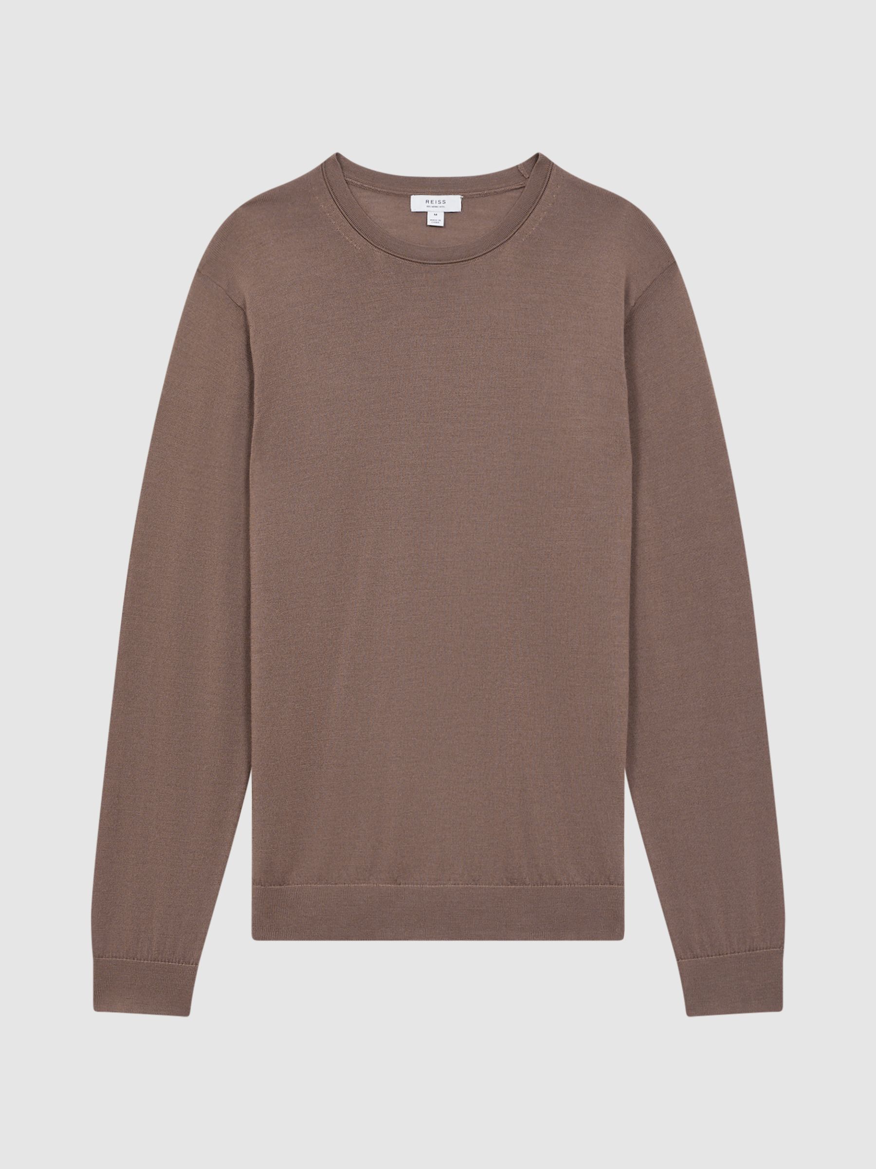Merino Wool Crew Neck Jumper in Brown Sugar - Image 2 of 5