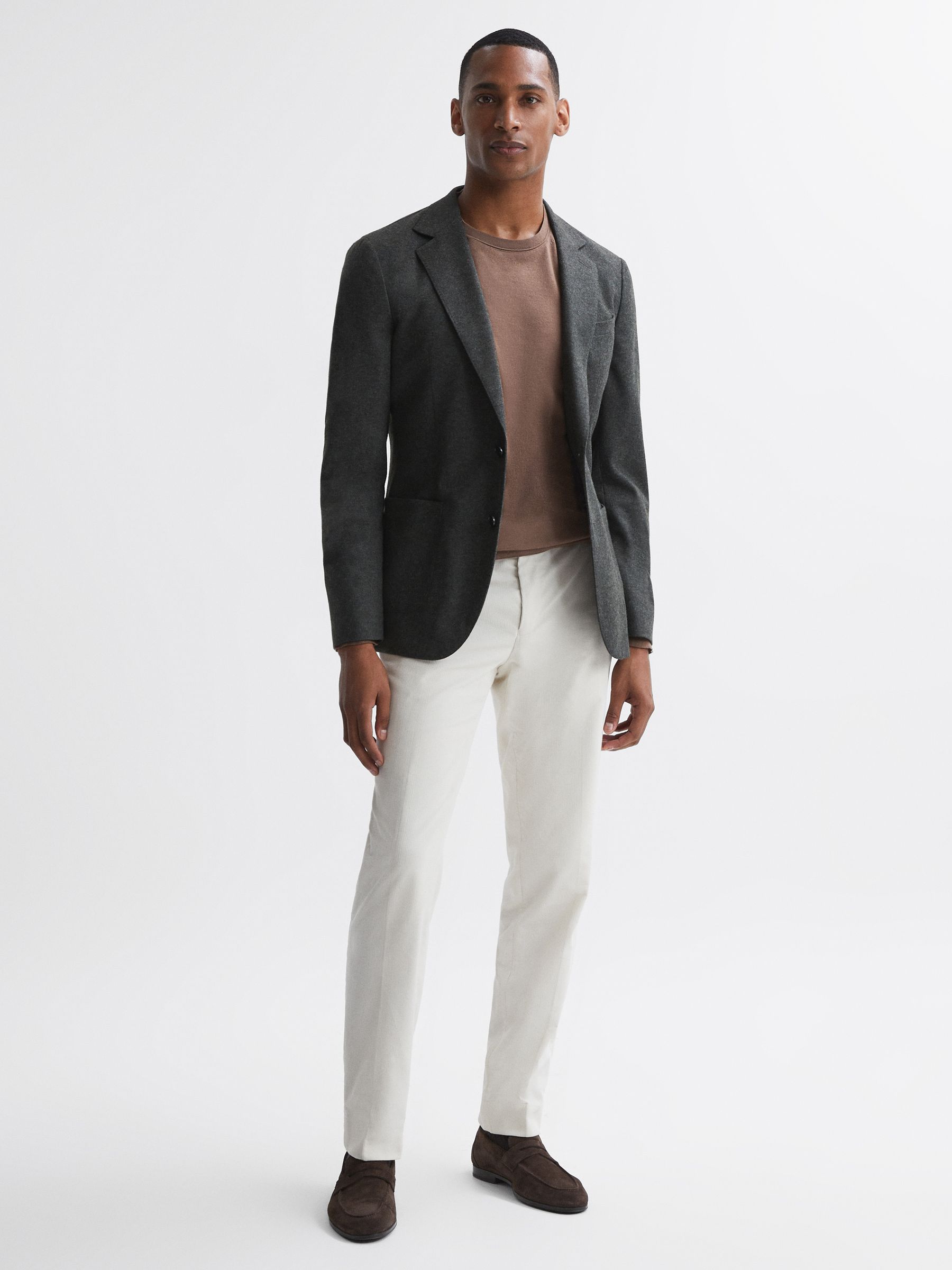 Merino Wool Crew Neck Jumper in Brown Sugar - Image 3 of 5