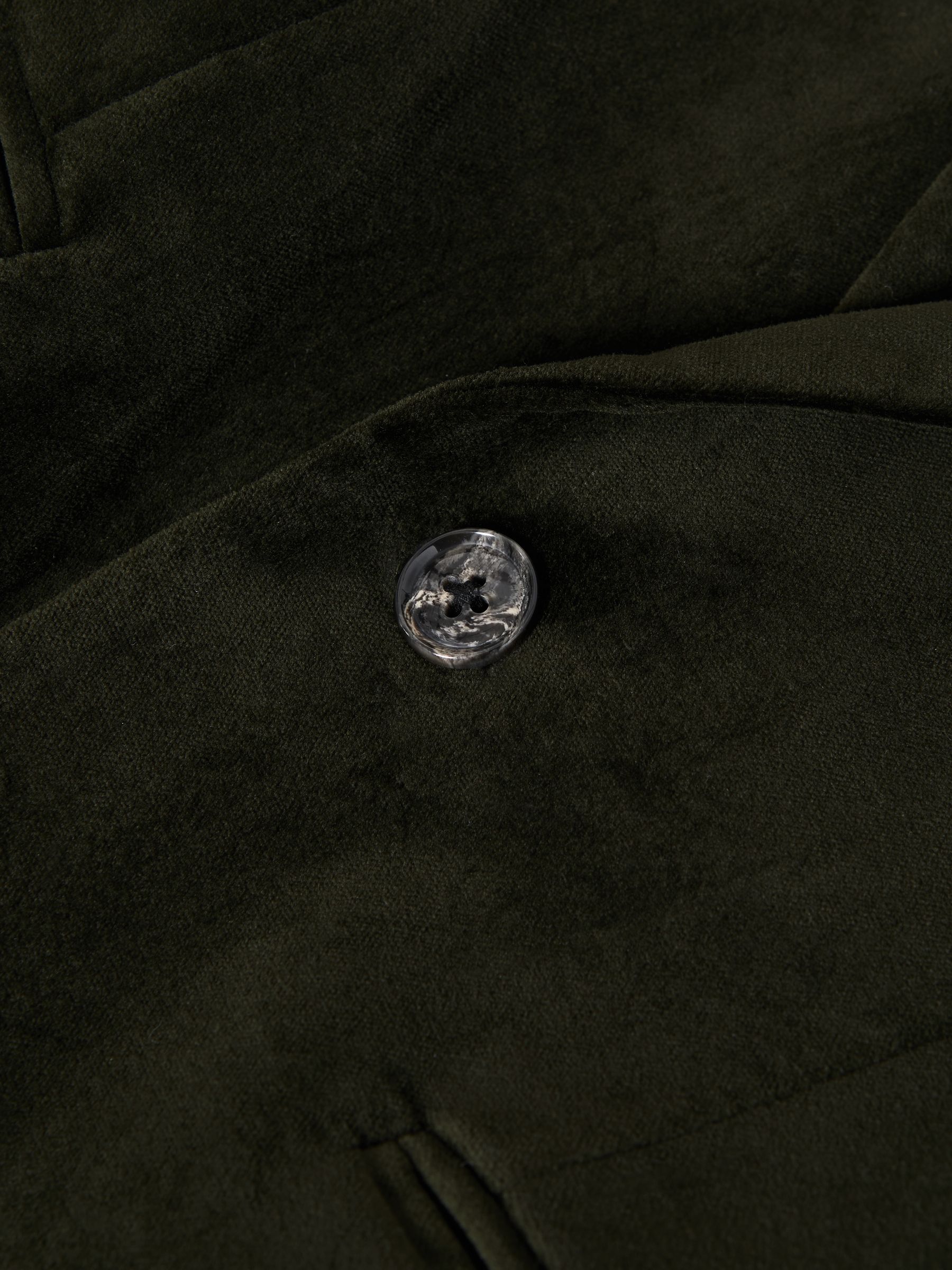 9-14 yrs Slim Fit Velvet Single Breasted Blazer in Emerald - Image 6 of 6