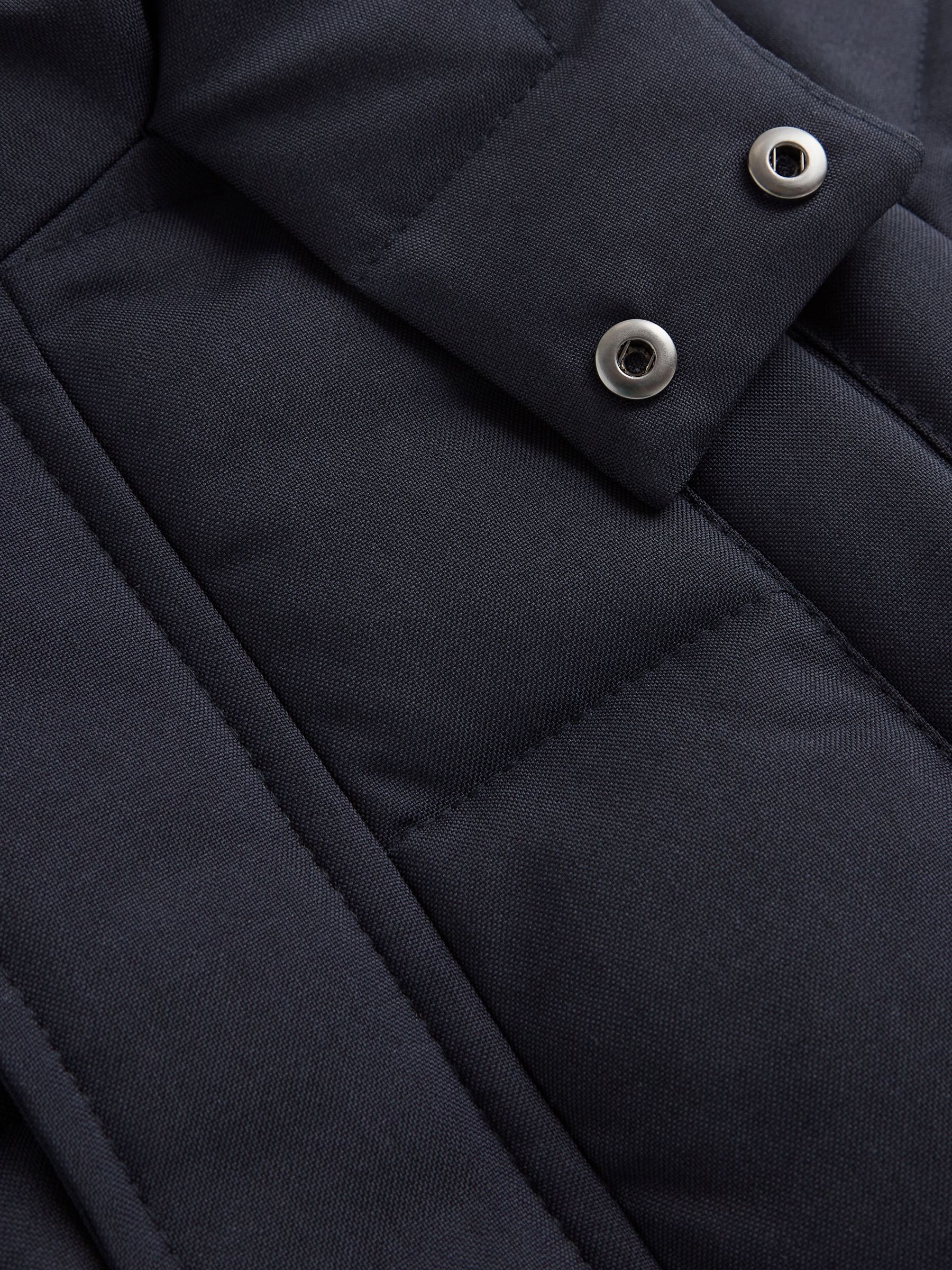 Senior Quilted Hooded Coat With Linen in Navy - Image 6 of 6