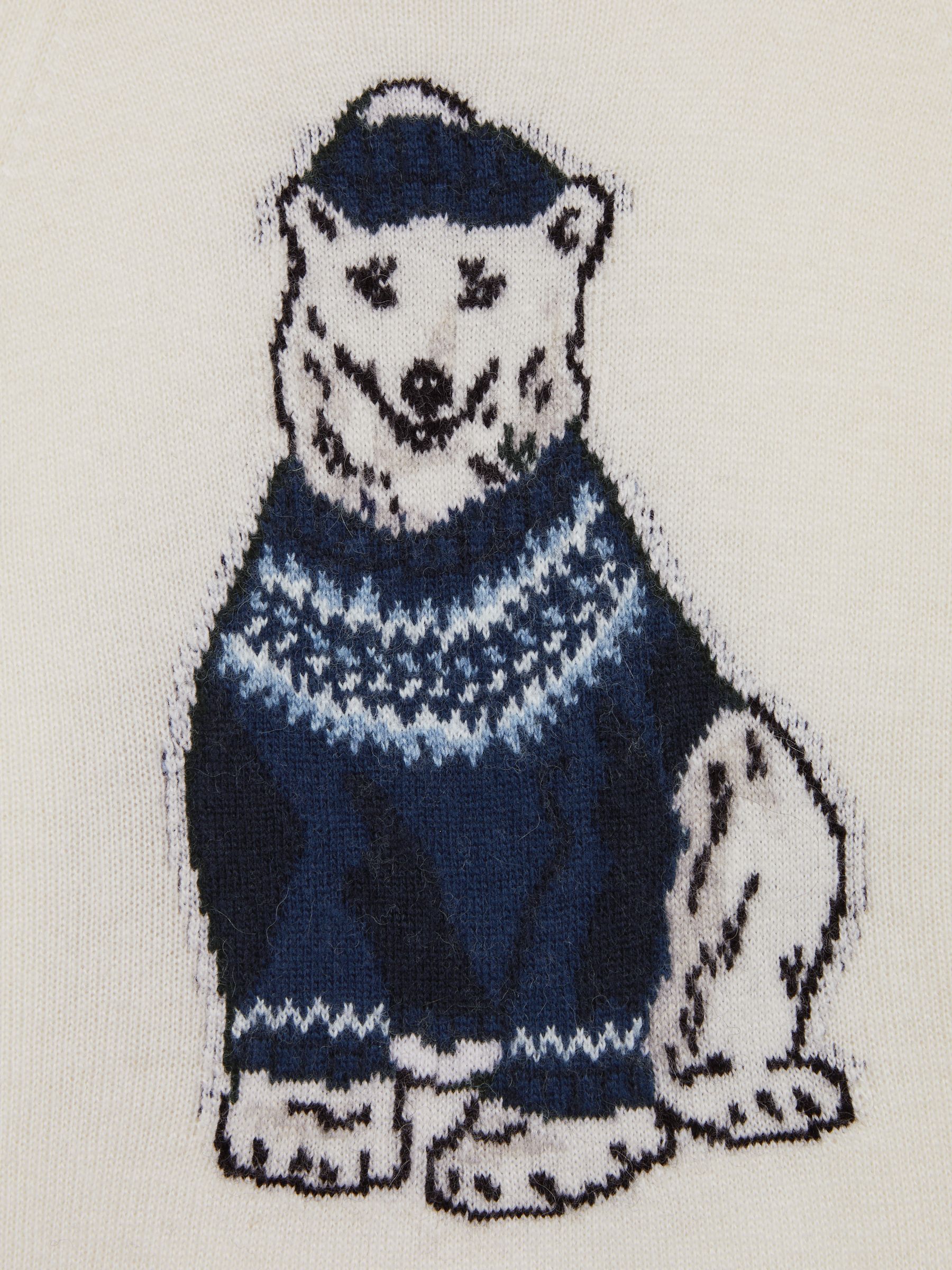 9-14 yrs Slim Fit Motif Crew Neck Jumper in Ecru - Image 5 of 5