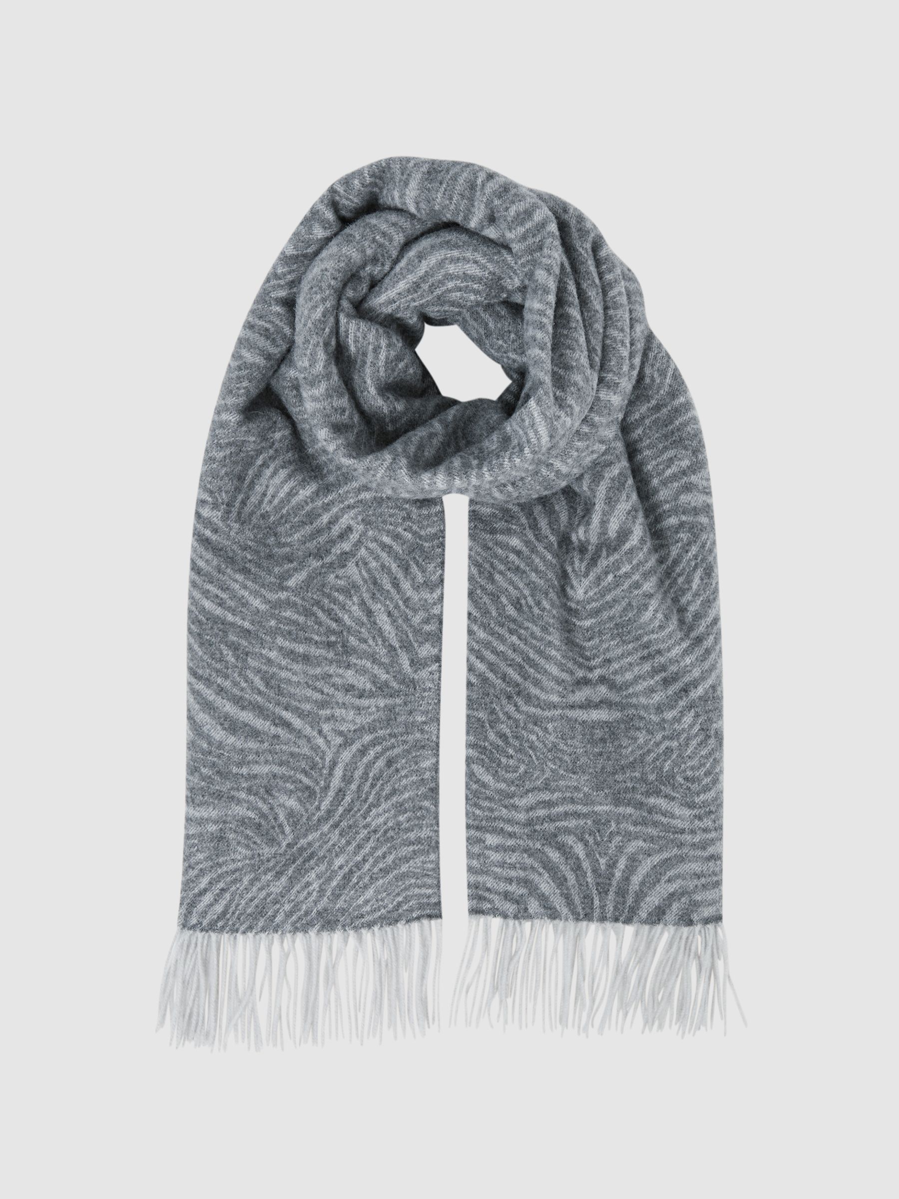 Wool-Cashmere Zebra Scarf in Grey - Image 3 of 5