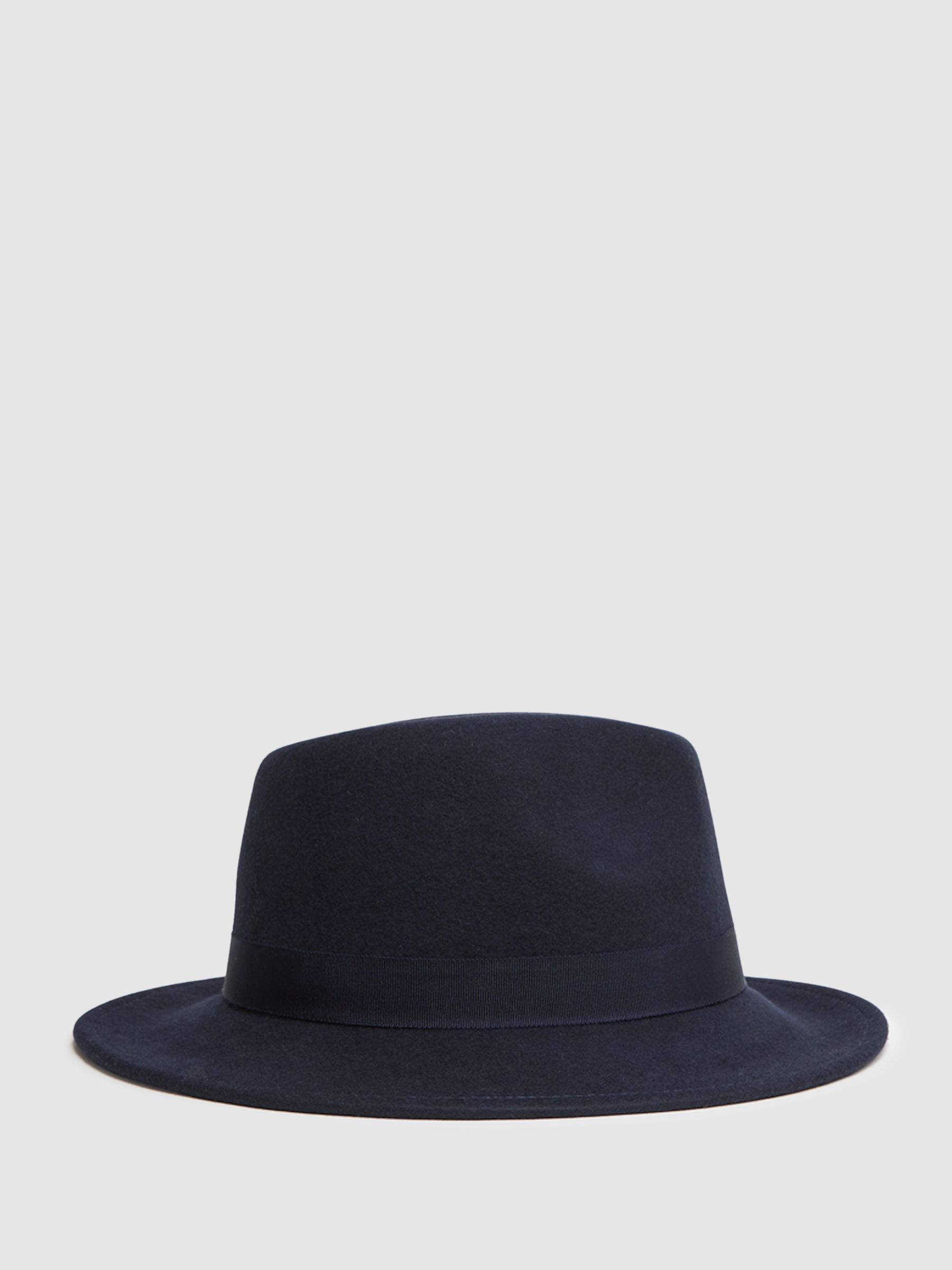 Wool Fedora Hat in Navy - Image 1 of 5