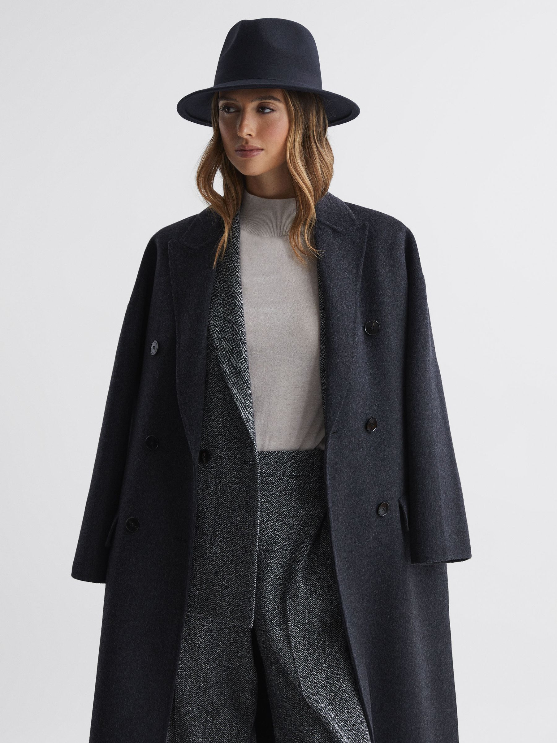 Wool Fedora Hat in Navy - Image 3 of 5