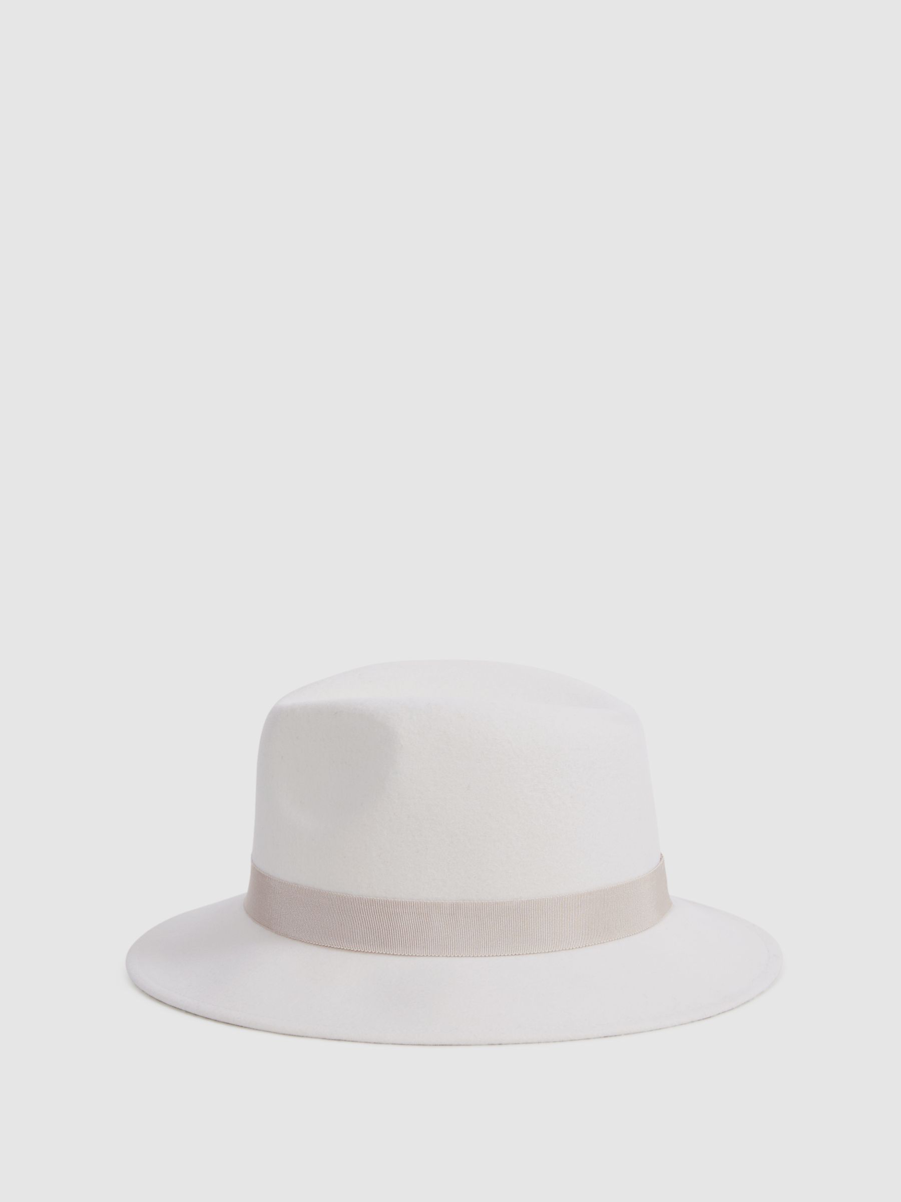 Wool Fedora Hat in Ivory - Image 1 of 4