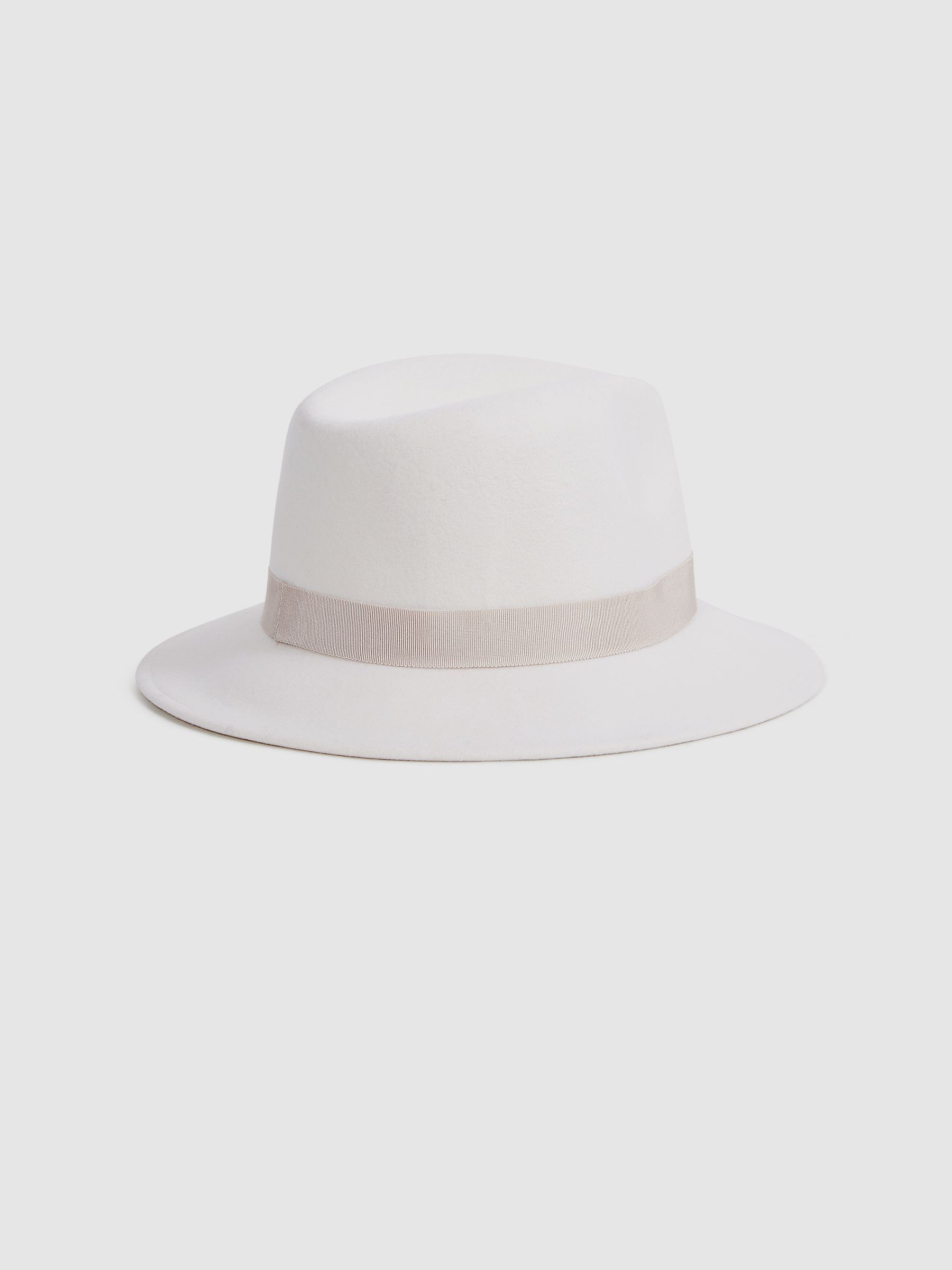 Wool Fedora Hat in Ivory - Image 3 of 4