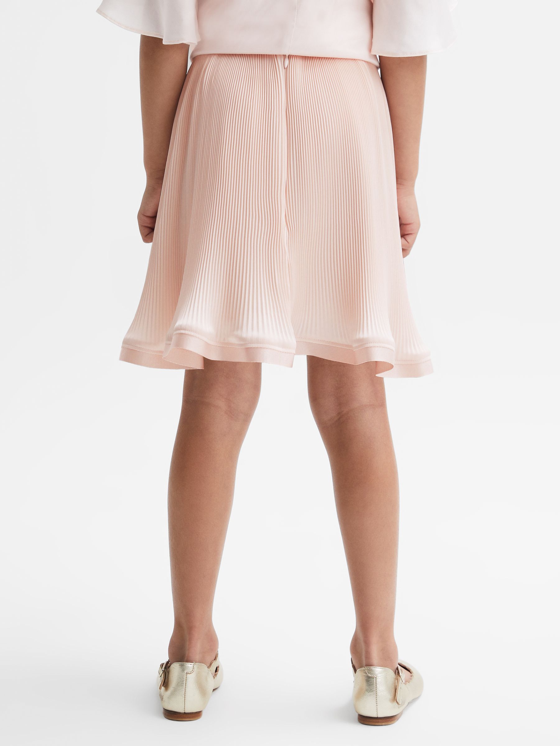 4-9 yrs Pleated Satin Trim Skirt in Pink - Image 5 of 6