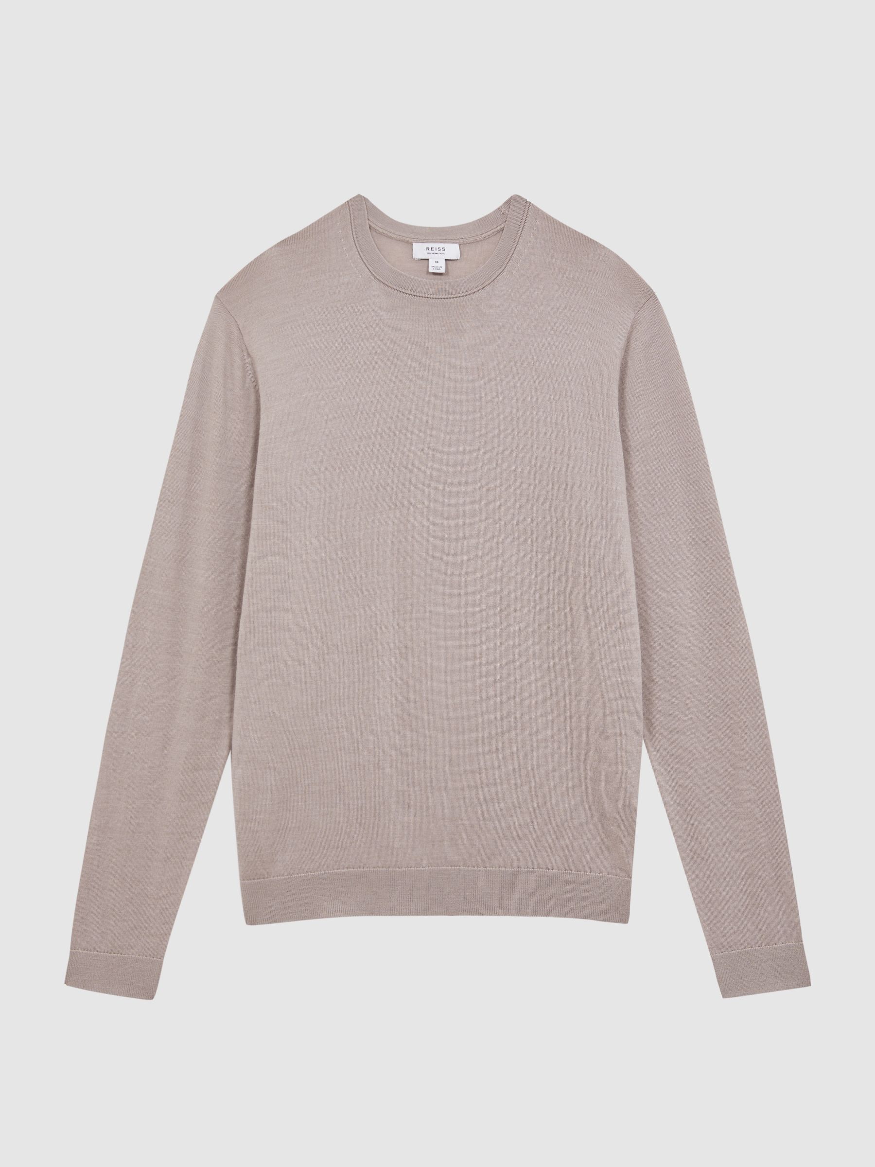Merino Wool Crew Neck Jumper in Mink - Image 2 of 5