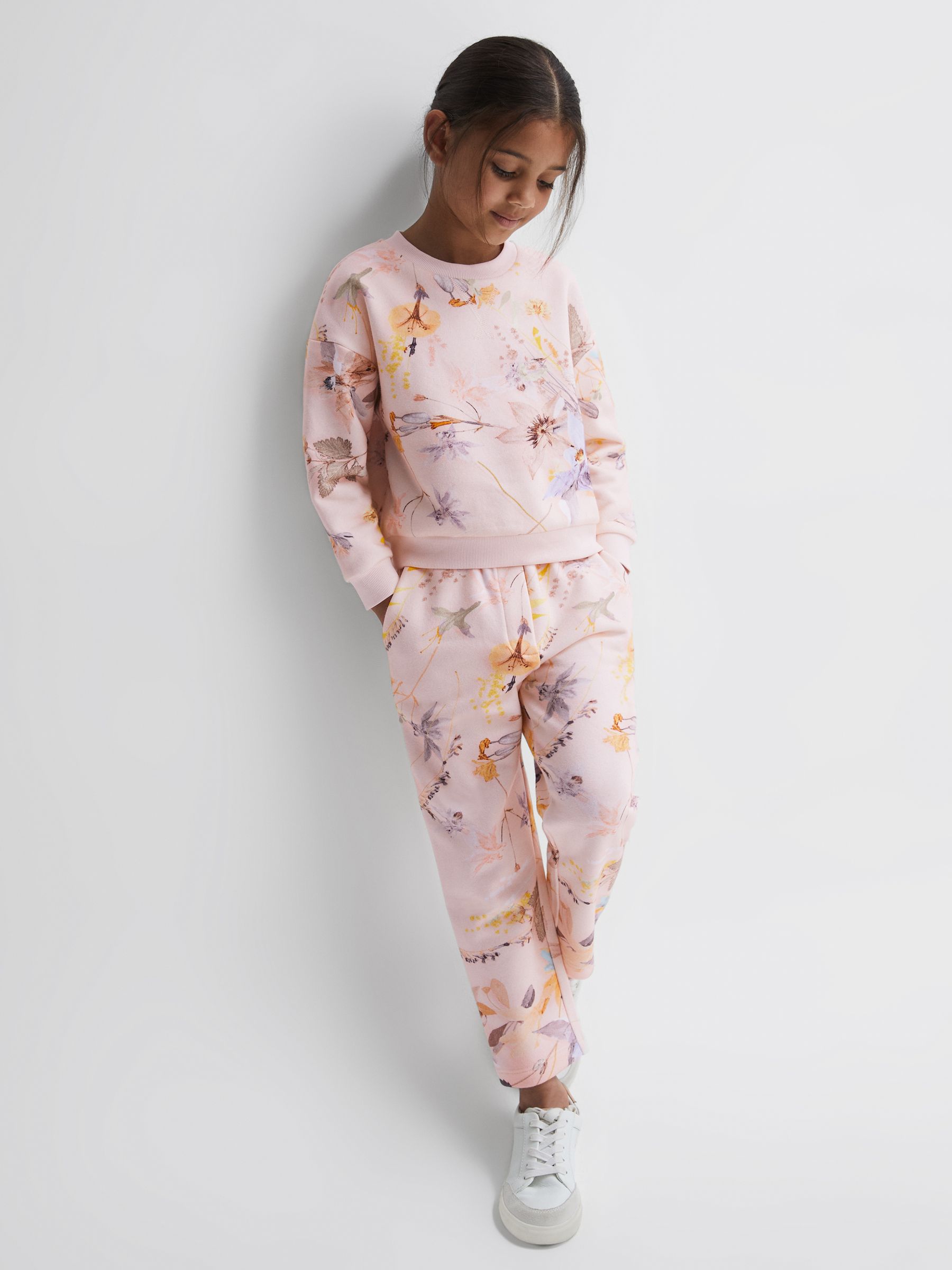 4-9 yrs Floral Print Joggers and Jumper Set in Ivory - Image 1 of 7