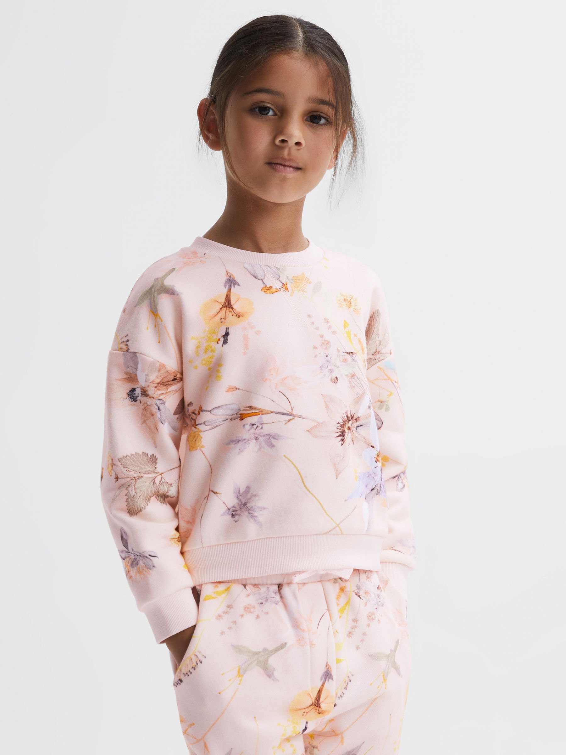 4-9 yrs Floral Print Joggers and Jumper Set in Ivory - Image 4 of 7