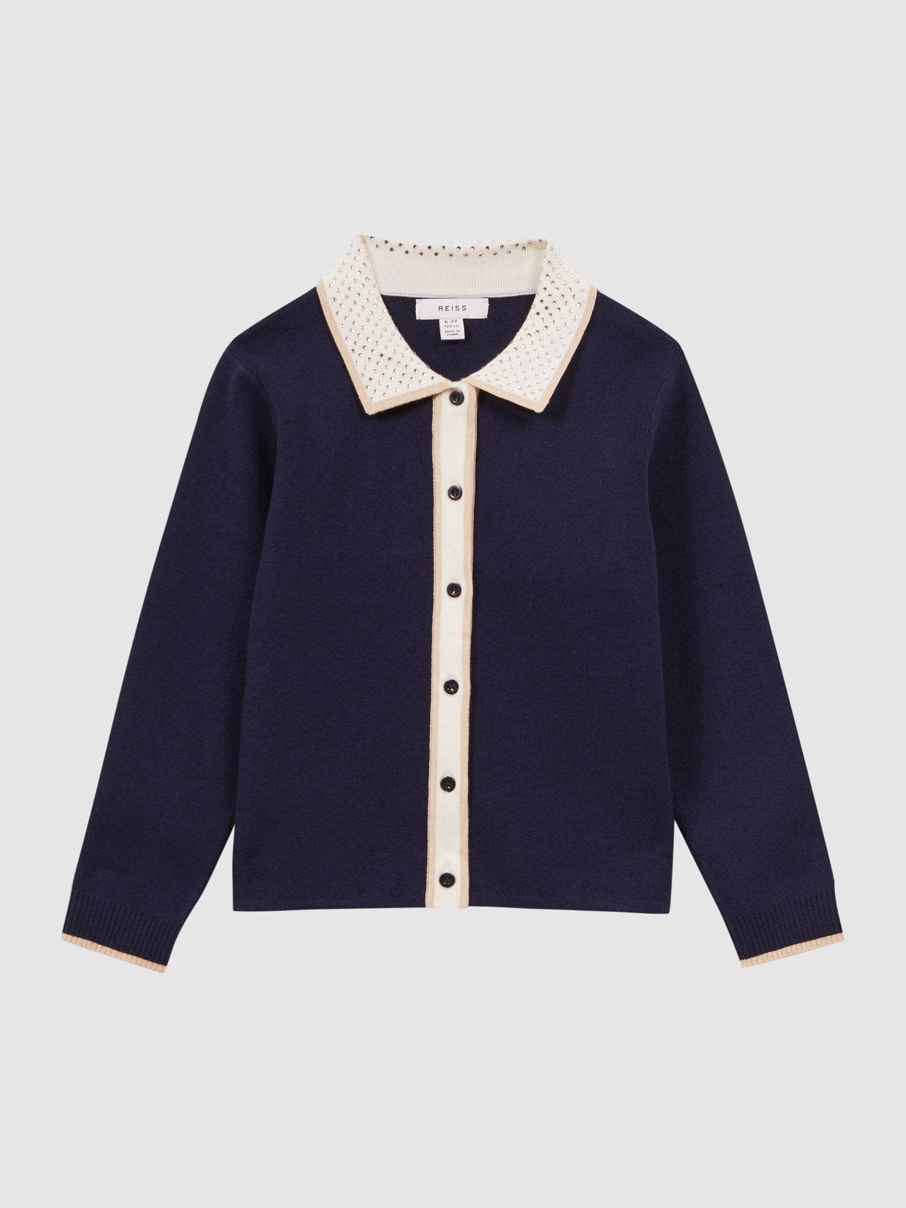Embellished Knitted Cardigan in Navy - 圖片 2/5