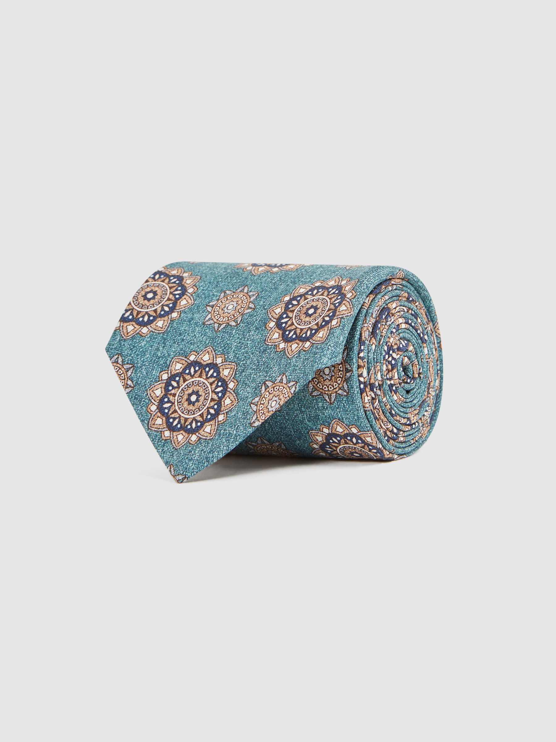 Silk Medallion Tie in Sea Green Melange - Image 3 of 5