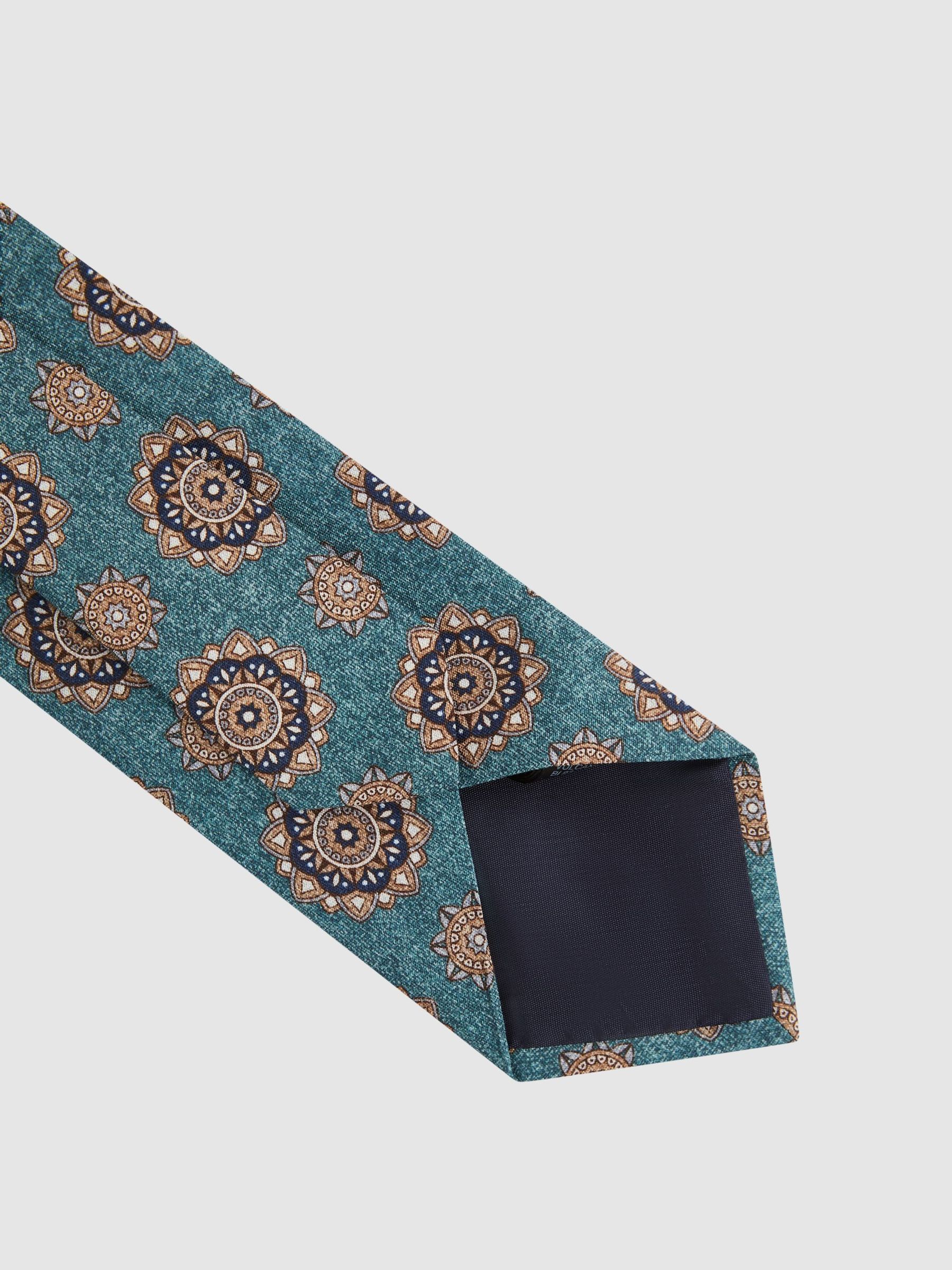 Silk Medallion Tie in Sea Green Melange - Image 4 of 5