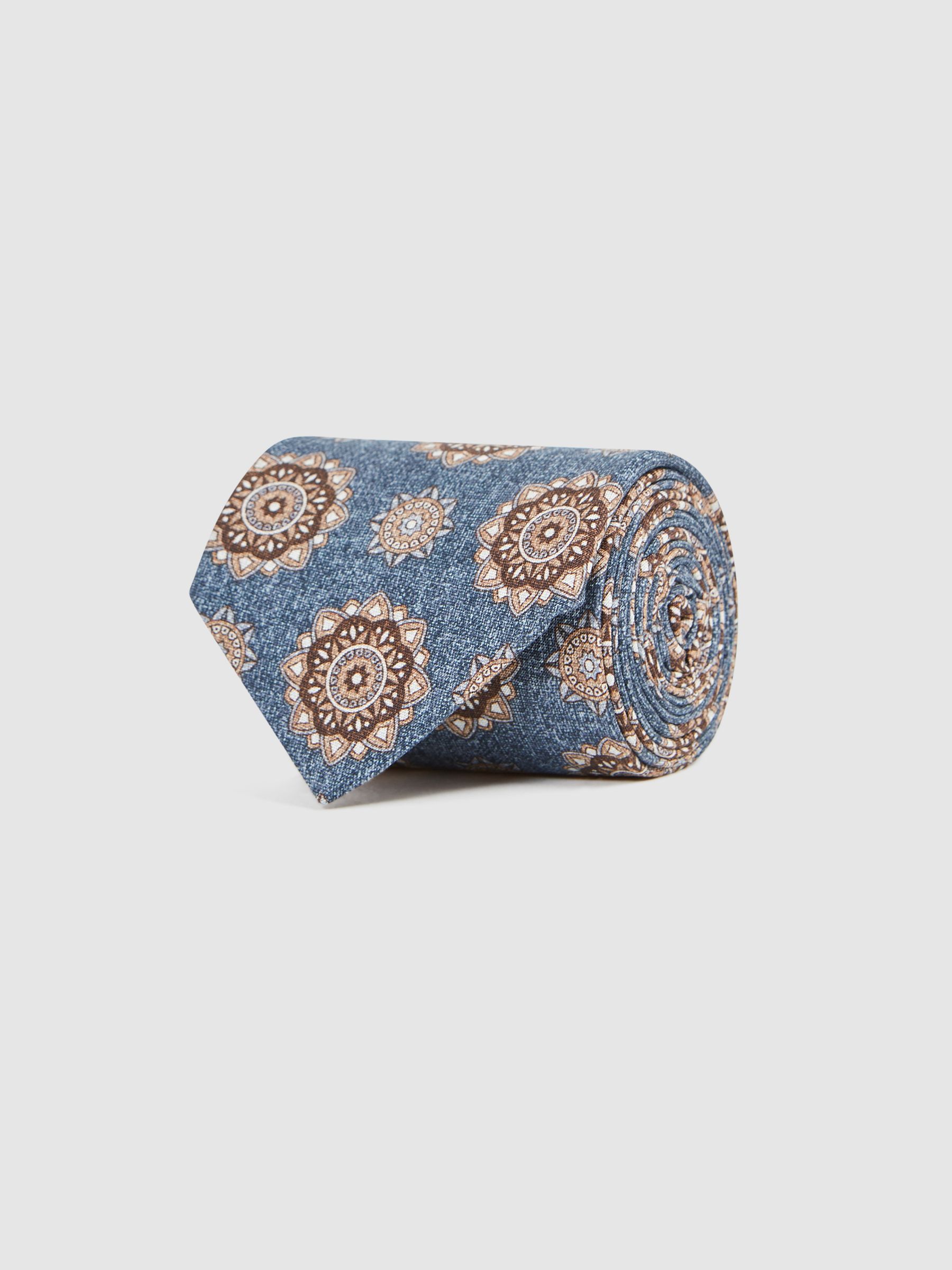Silk Medallion Tie in Blue Melange - Image 3 of 5