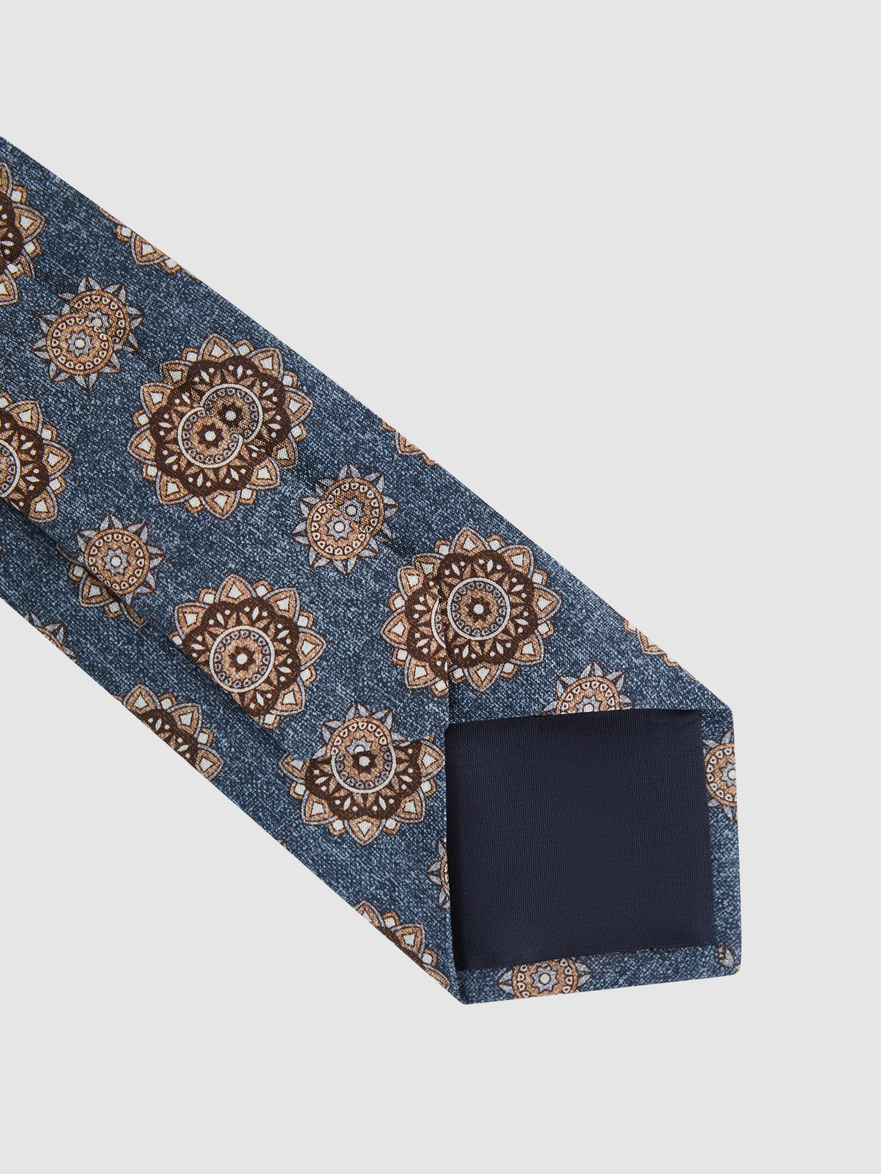 Silk Medallion Tie in Blue Melange - Image 4 of 5