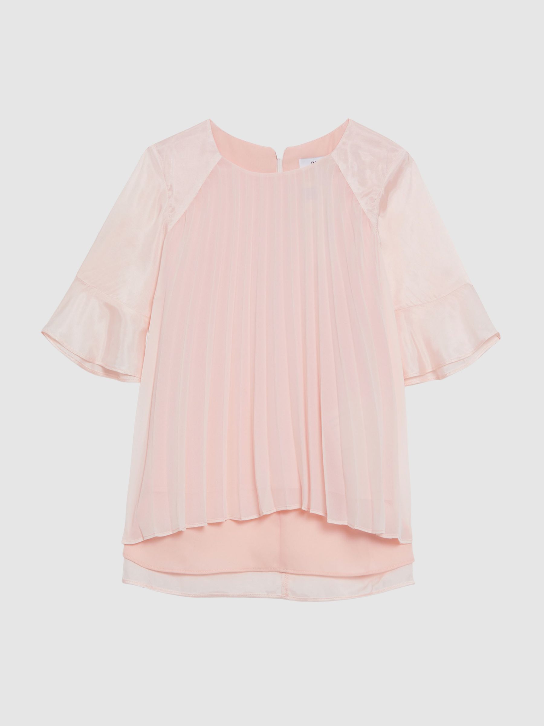 Pleated Flare Sleeve Top in Pink - Image 2 of 6
