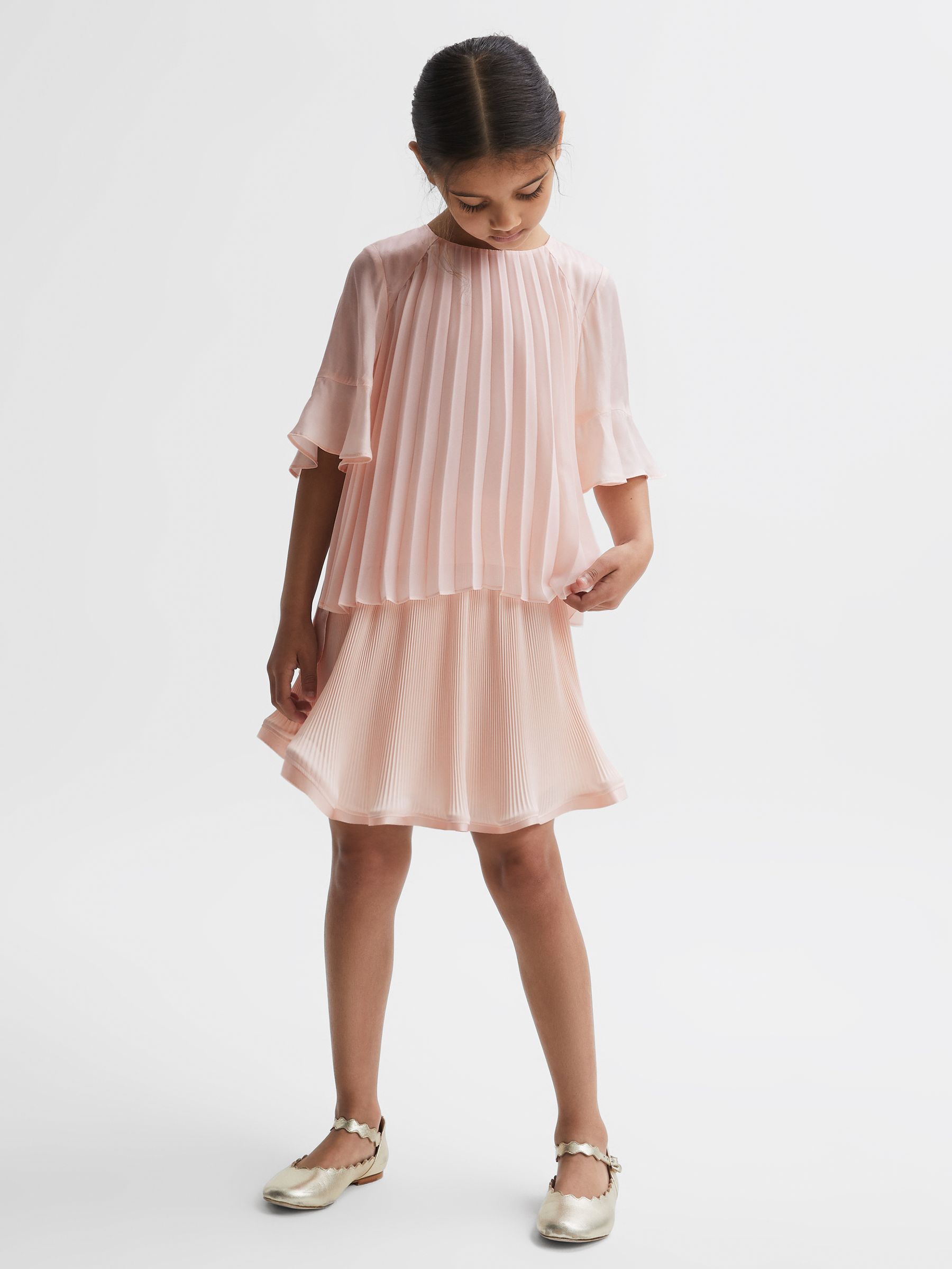 Pleated Flare Sleeve Top in Pink - Image 3 of 6