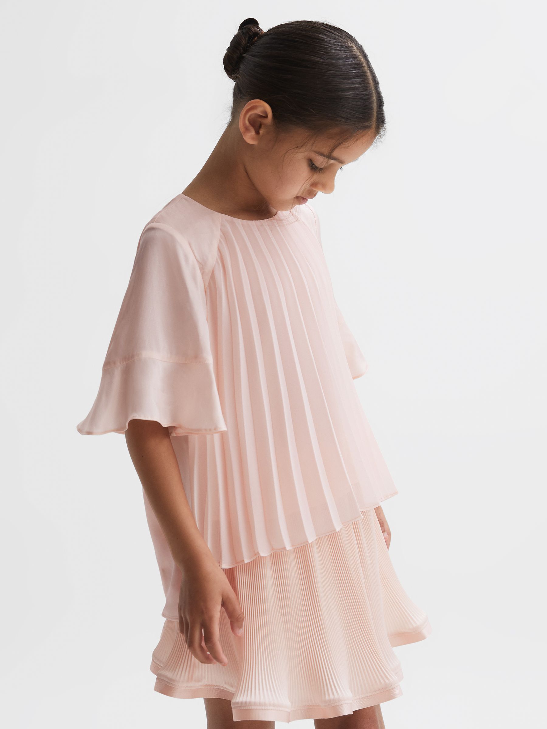 Pleated Flare Sleeve Top in Pink - Image 4 of 6