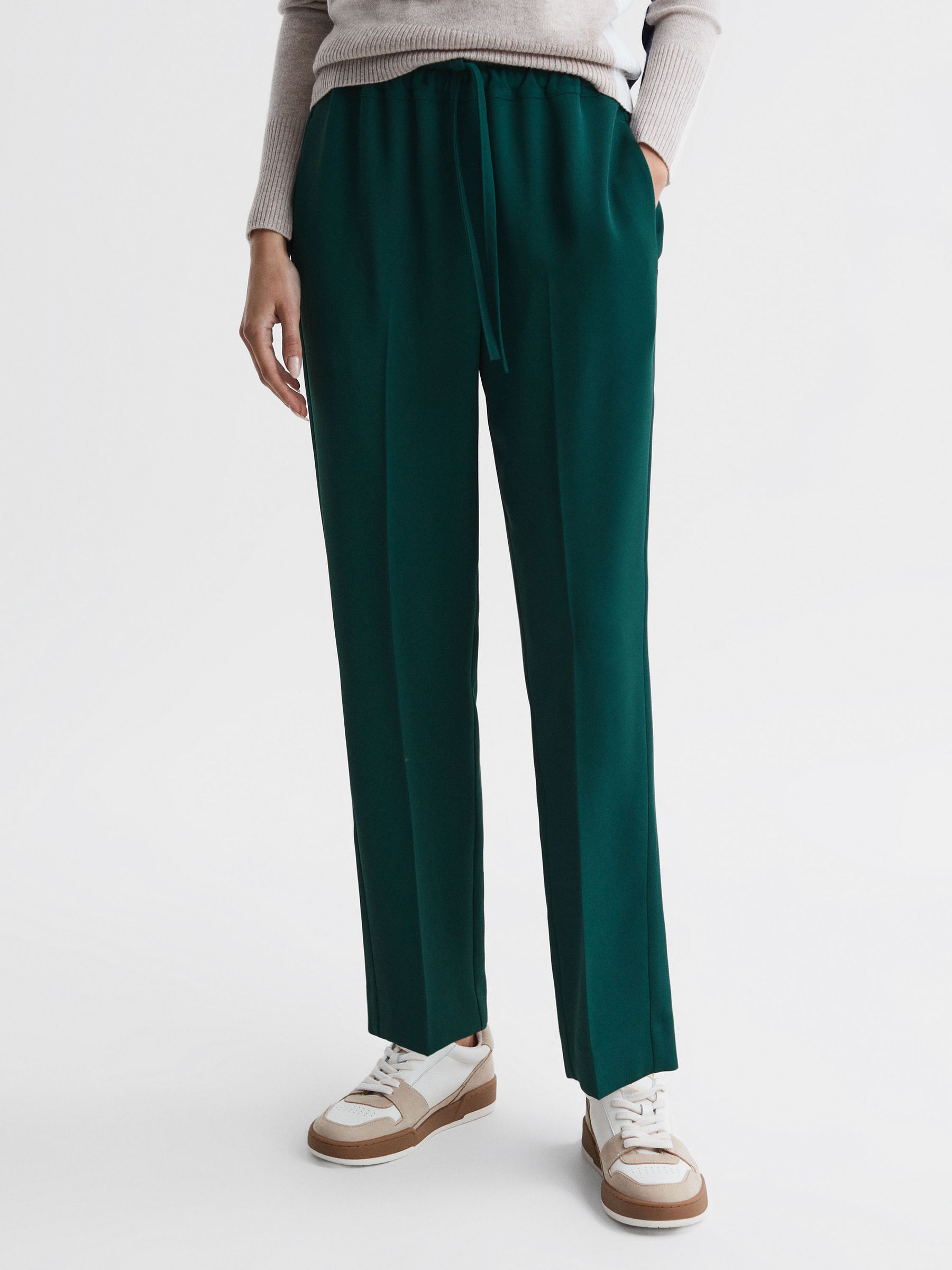 Tapered Pull On Trousers in Teal - Image 3 of 5