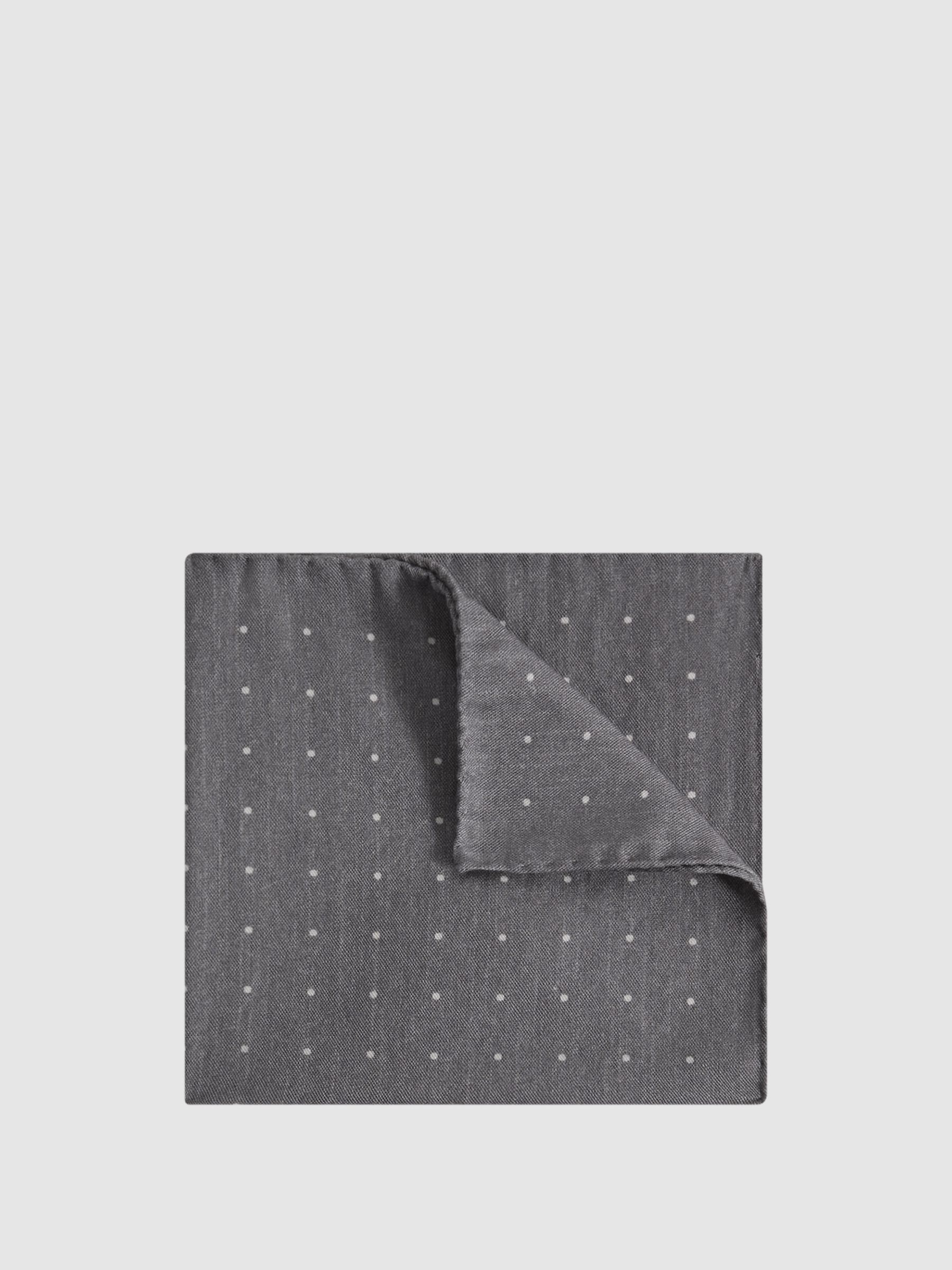 Cotton-Wool Polka Dot Pocket Square in Soft Grey - Image 1 of 5