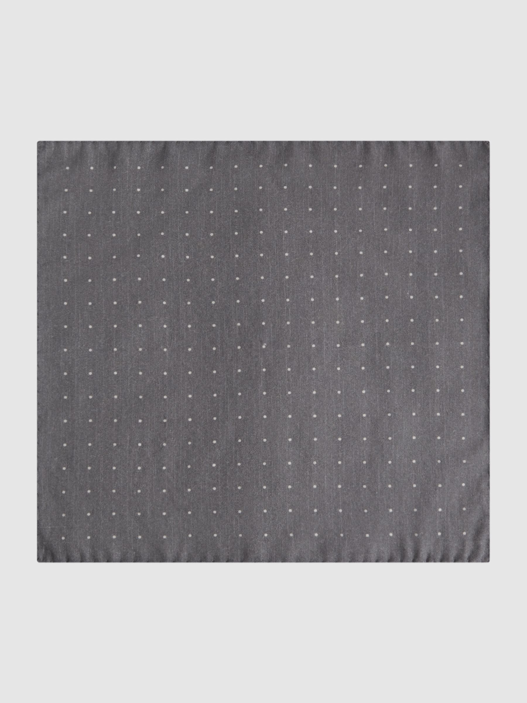 Cotton-Wool Polka Dot Pocket Square in Soft Grey - Image 3 of 5