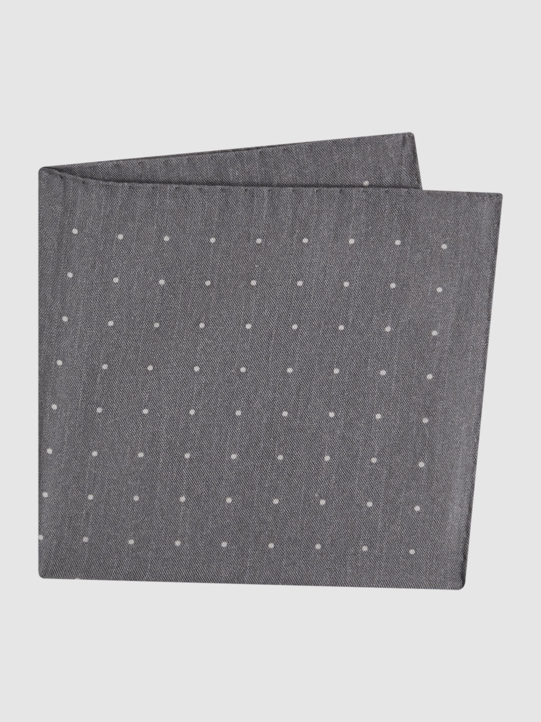 Cotton-Wool Polka Dot Pocket Square in Soft Grey - Image 4 of 5